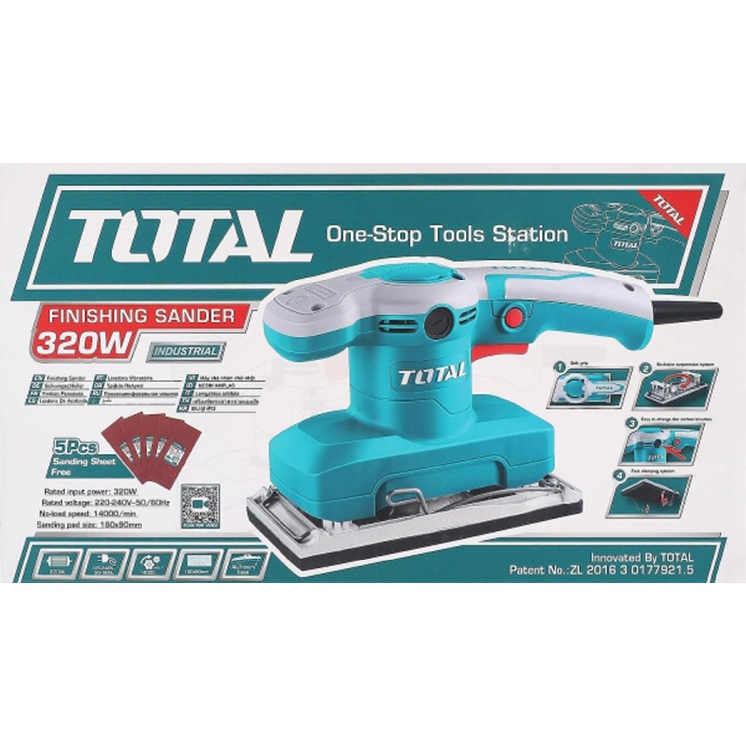 Titreşimli Zımpara Makinası 220 Volt Kablolu 320W Total TF1301826 Ahşap Duvar Yüzey Zımparalama