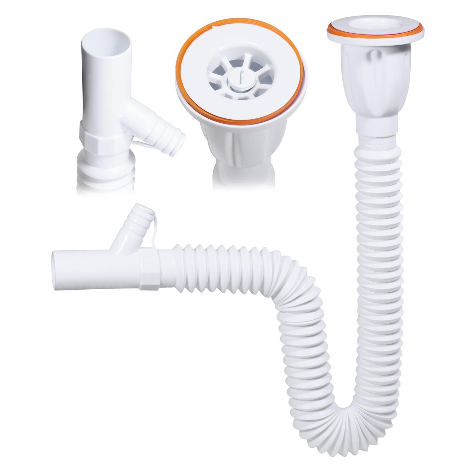 Körüklü Plastik Süzgeçli Lavabo Sifon Hortumu TAHLİYELİ 75 cm