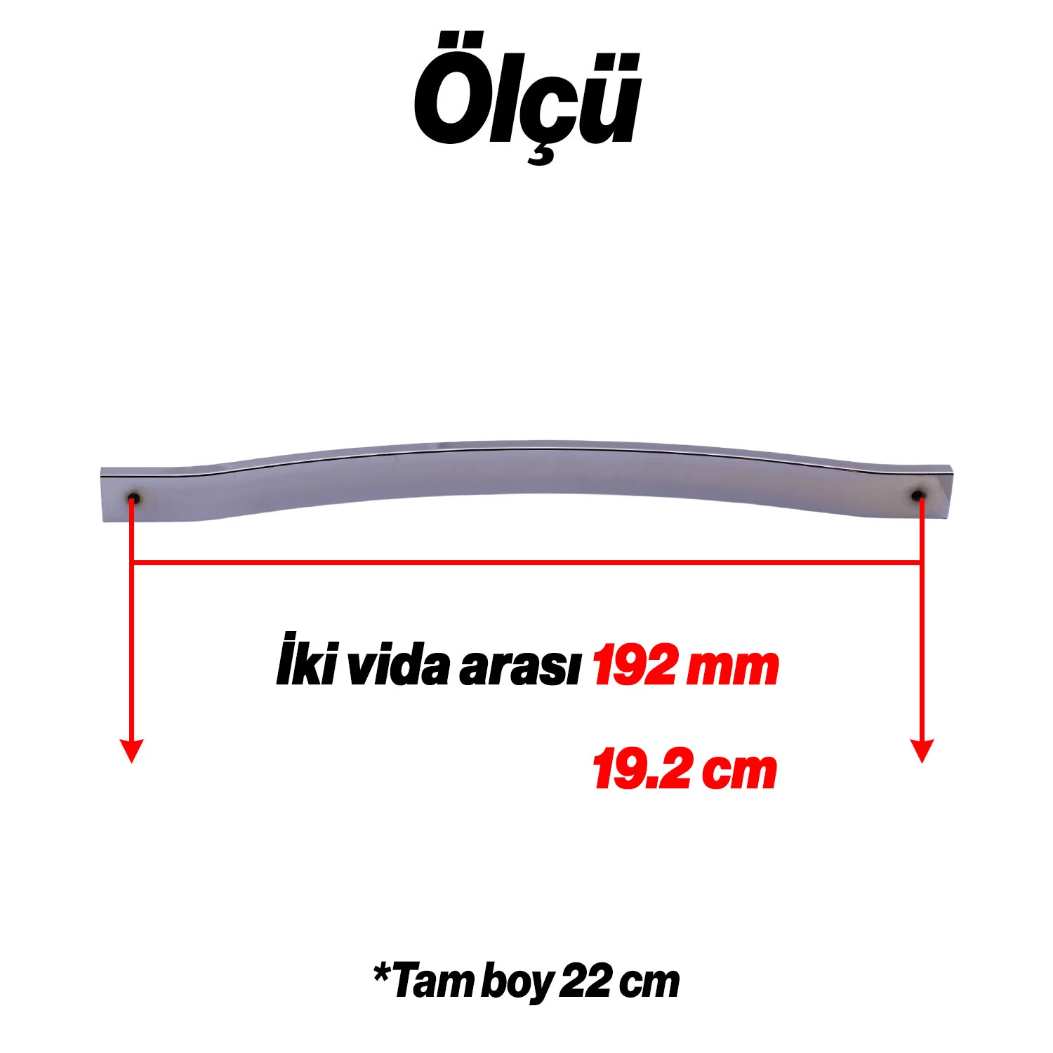 Akasya 192 mm Krom Gümüş Çizgili Metal Mobilya Çekmece Dolap Kapak Kulpu Paslanmaz Kulpları Kulbu