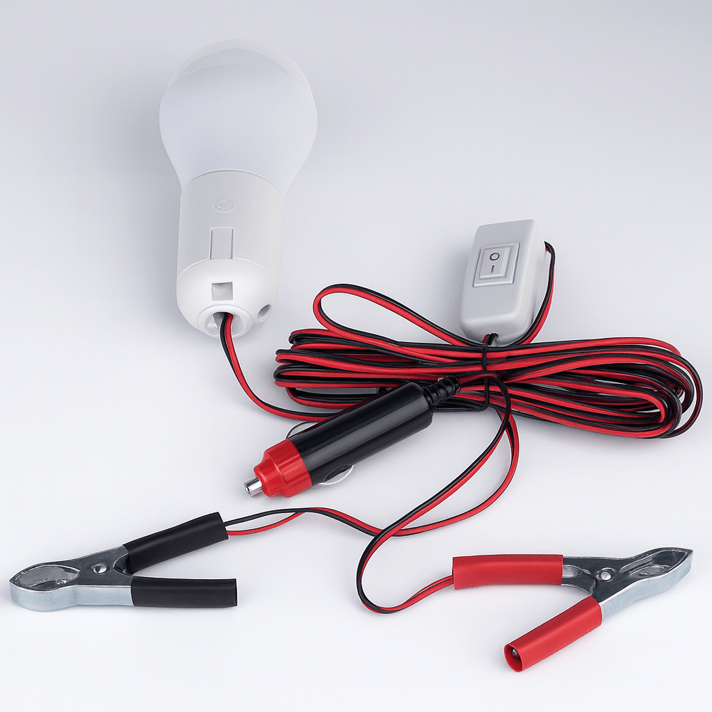 Led Ampul Akü Takviye Kablolu 4 Metre Anahtarlı 5W Tasarruflu Seyyar  Aydınlatma Beyaz Işık Pensli
