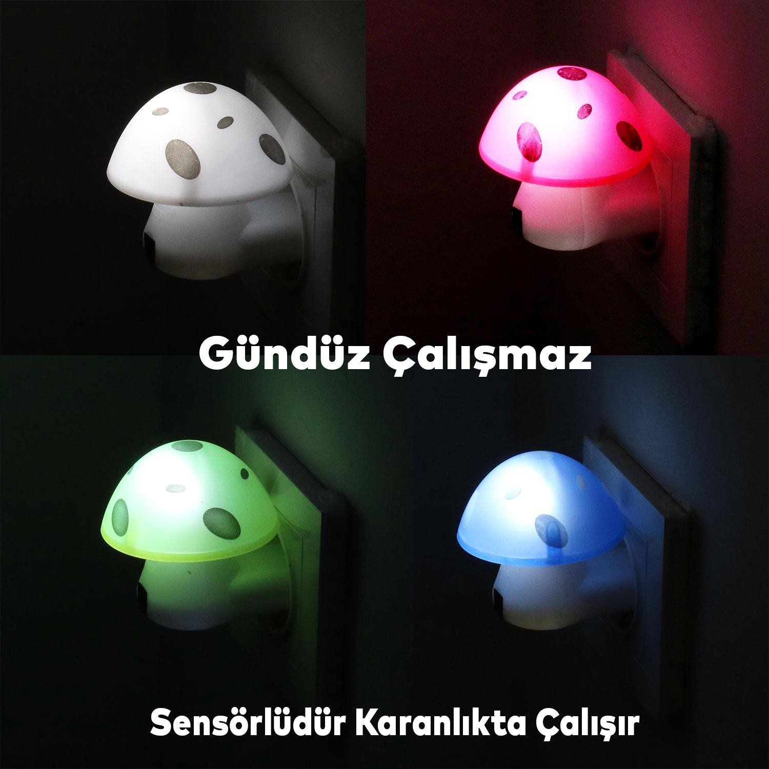 Klaus Sensörlü Mantar Gece Lambası Işığa Duyarlı Otomatik Açılıp Kapanan Led Lamba 0,6W