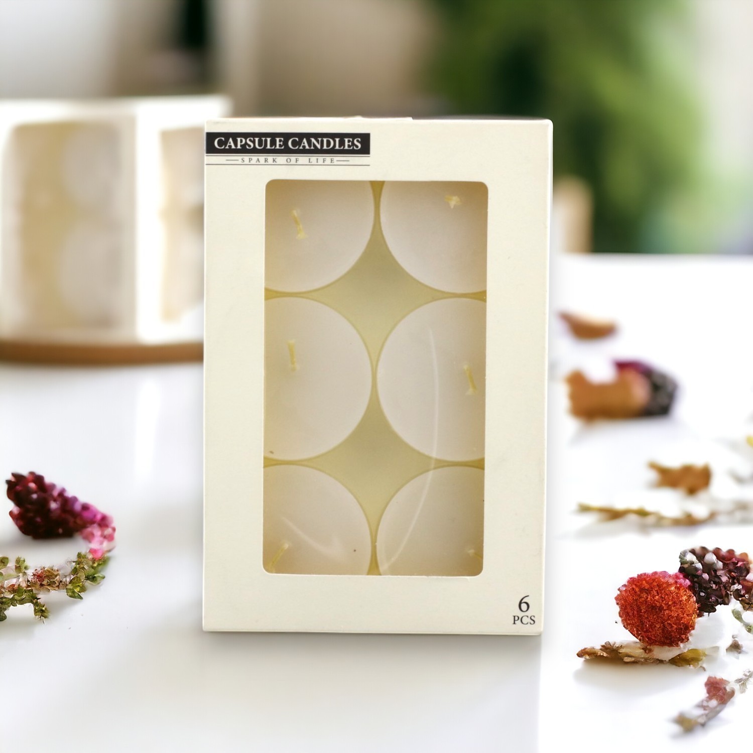 Tealight Kapsül Mum 6x35 Gr Dekoratif Mumu Kandil Hediyelik Fitilli Mumluk Şamdan Krem Renk Kokusuz