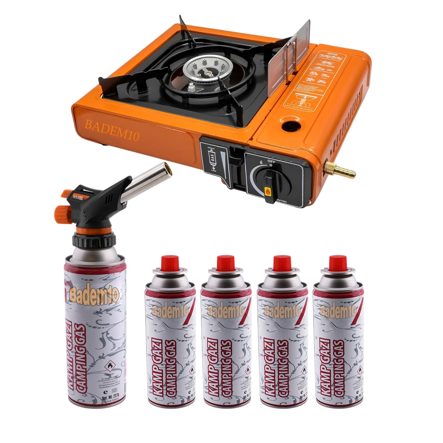 Portatif Taşınabilir Kamp Ocağı Tek Gözlü (5 Adet) Gaz Kartuşlu Tüp Uyumlu Bağlantı Gezi Piknik Ocak