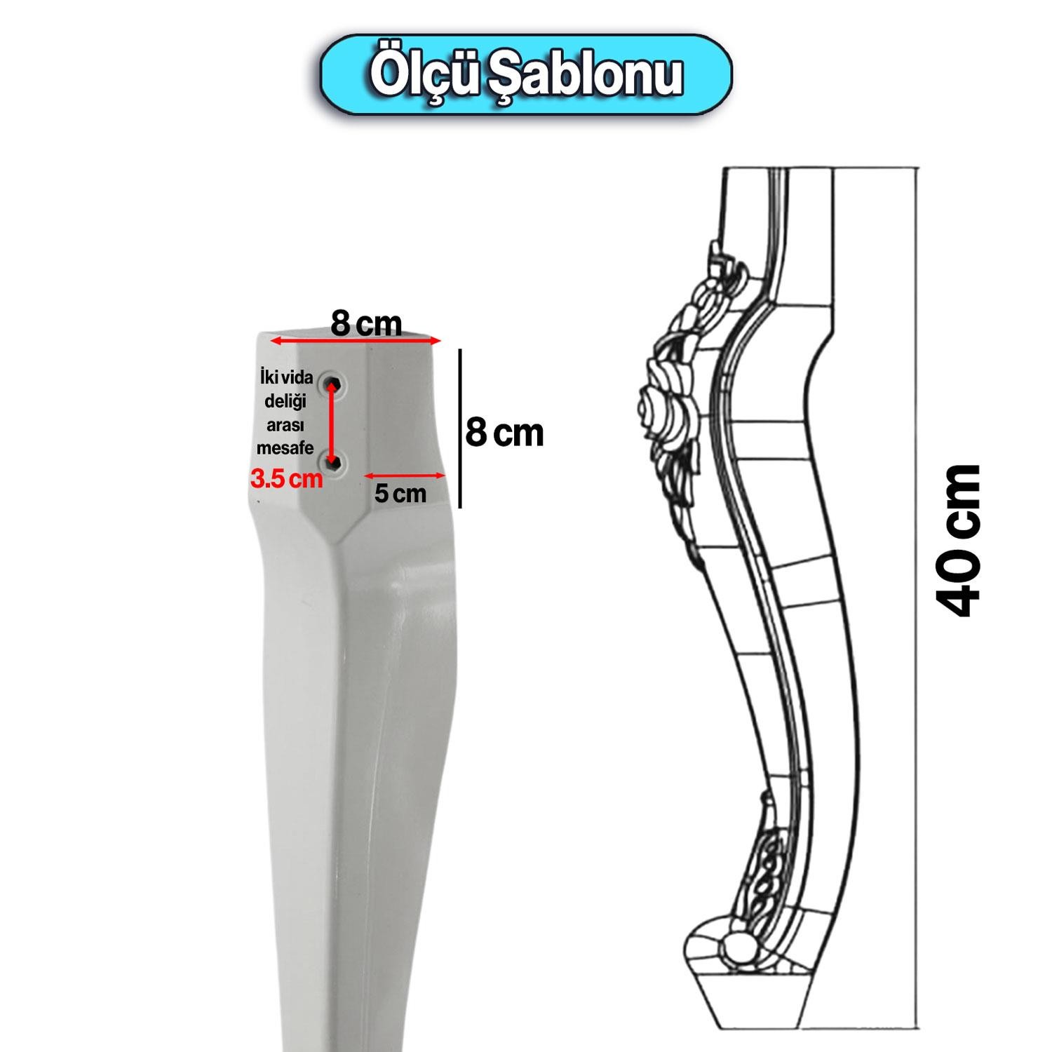 Rosa 4 Adet Plastik Sehpa Ayağı 40 cm Krem Altın Renk Orta Ayak Zigon Sehpa Mobilya Masa Ayakları