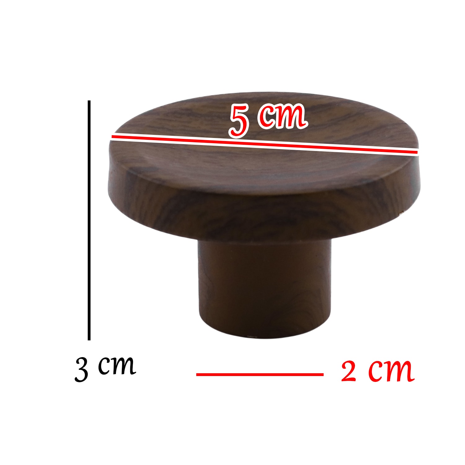 Tek Vidalı Bohem İç Bükey Plastik Düğme Kulp Kestane Kahvesi Renk Mobilya Dolap Çekmece Kulpu Kulbu