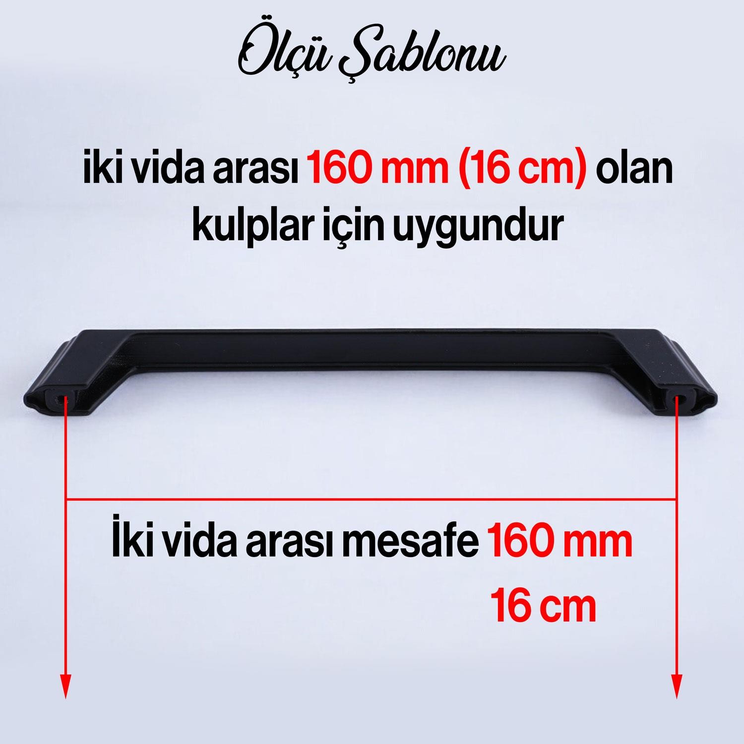 Gökçe Kulp Siyah Metal 160 mm - 16 cm Mobilya Mutfak Çekmece Dolap Dolabı Kapak Kulbu Kulpu Kulpları