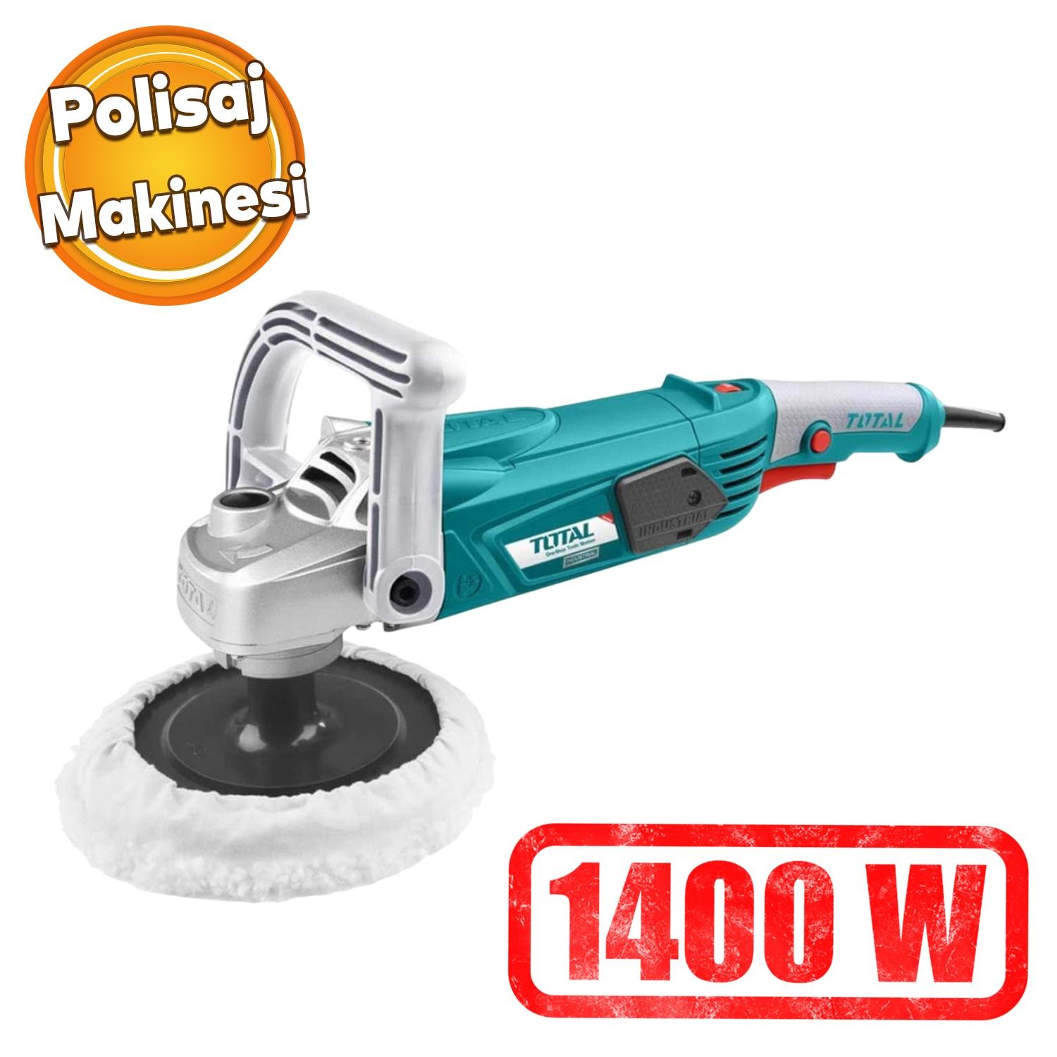 Total TP1141806 Polisaj Makinesi Elektrikli Kablolu 180 mm 1400 W Far Parlatma Pasta Cila Kaporta 