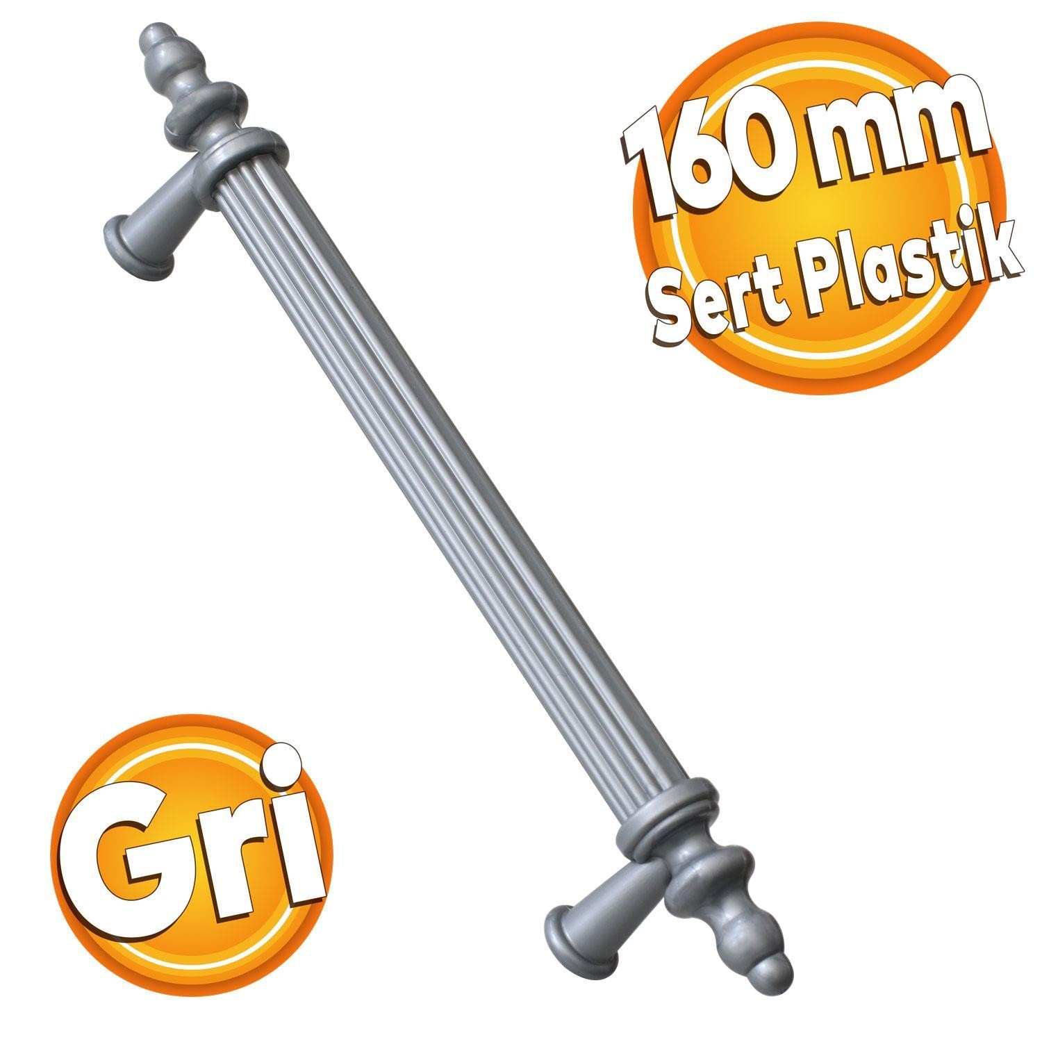Polavit 160 Mm (SERT PLASTİK) Gri Mobilya Çekmece Mutfak Dolap Dolabı Kulpu Kulbu Kulpları (5 ADET)