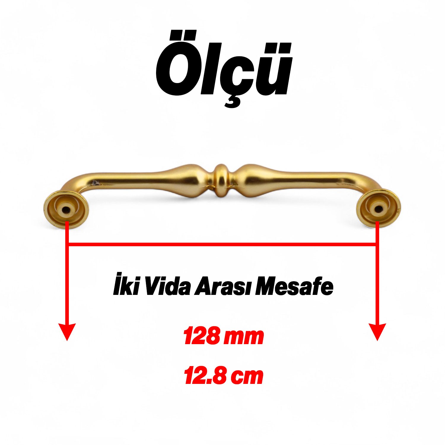 Yayık Gold Altın Metal 128 mm 12.8 cm Mobilya Mutfak Çekmece Dolap Kulpu Kulbu Kulpları