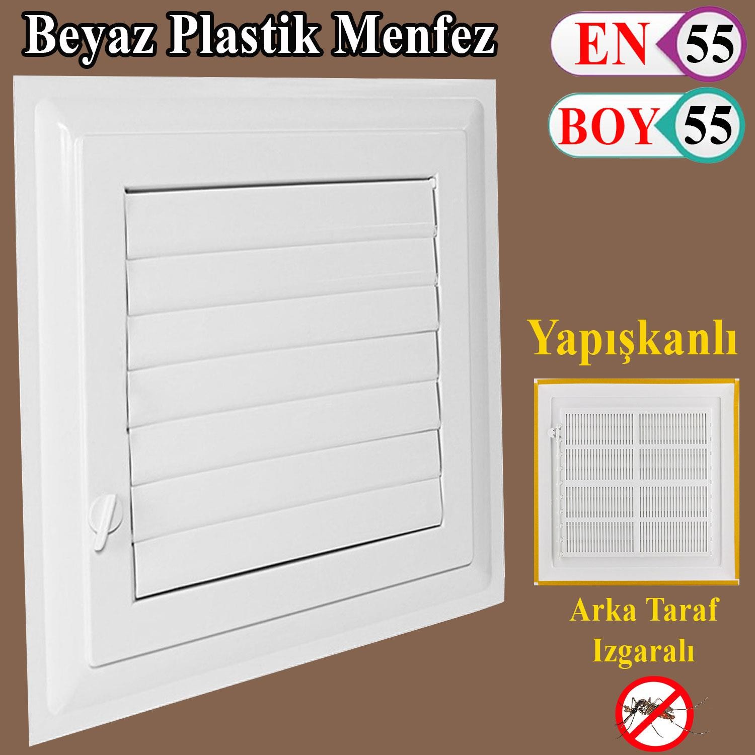 Menfez Banyo Wc Tuvalet Havalandırma Plastik Panjur Beyaz 55x55 CM