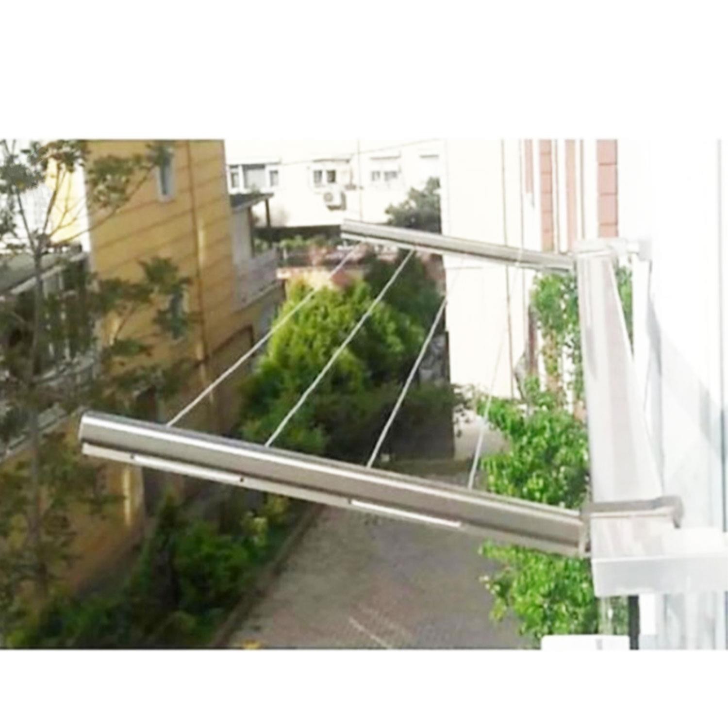 Balkon Çamaşır Kurutma Askısı Alüminyum Küpeşte Askılığı Kurutmalık Parlak Gri Kare 8x3 cm