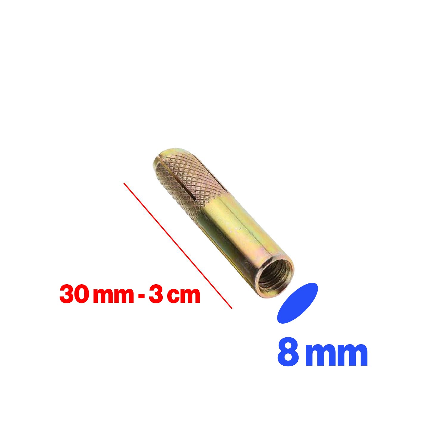 Çakma Çelik Dübel 8 Adet İç Dişli M8x30 mm Raf İskele Montaj Bağlantı Monte Tavan Asma Aparat