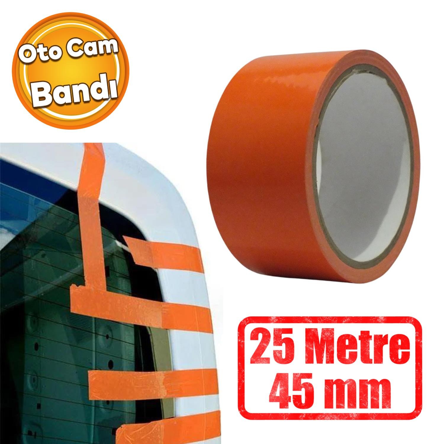 Araba Araç Oto Cam Sabitleme Tamir Montaj Bandı İz Bırakmaz Maskeleme Güçlü Bant 45 mm x 25 Metre 