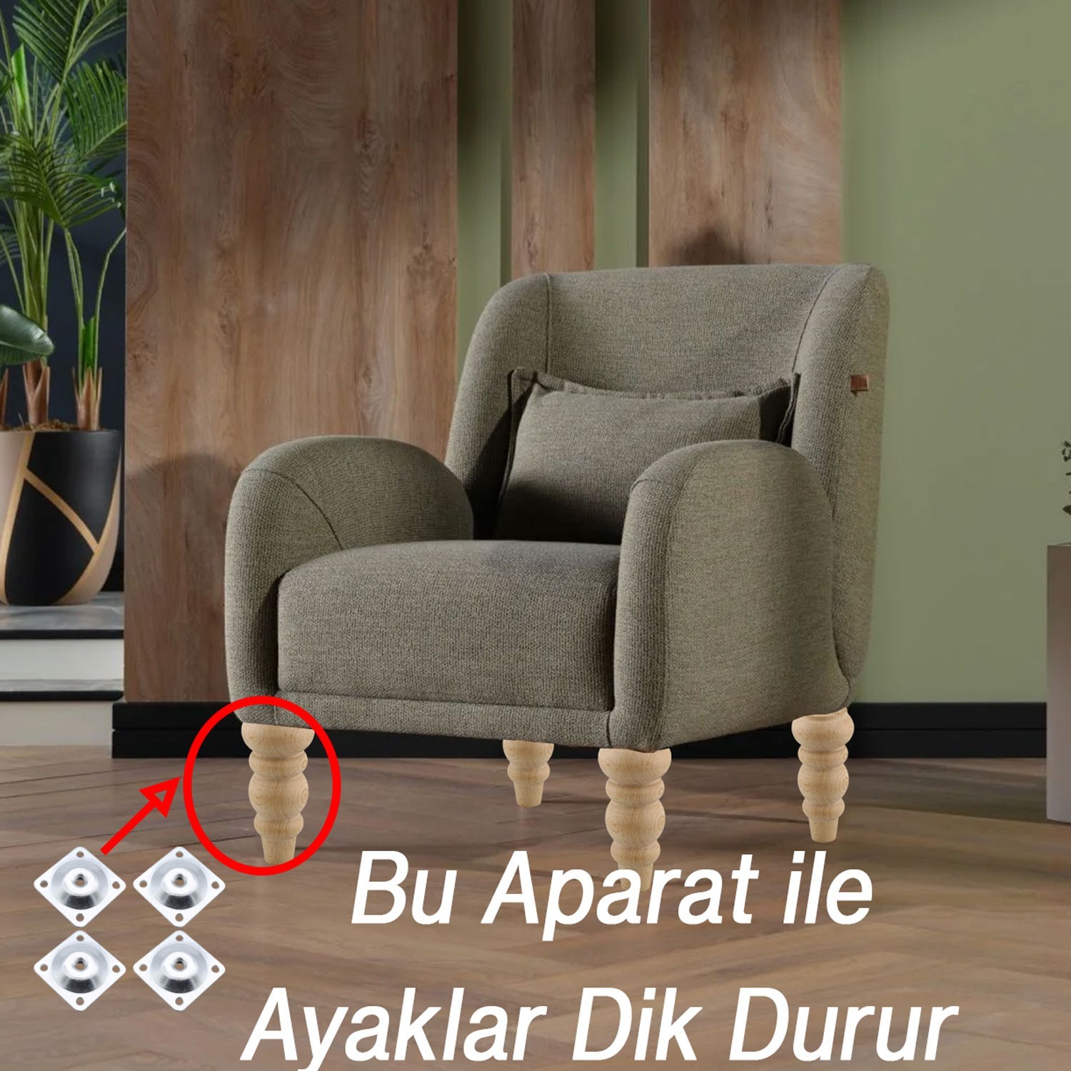 Ahşap 17 cm Ahşap Ayak Bağlantı Aparatlı Mobilya Koltuk Kanepe Sehpa Masa Ayağı Ayakları M8 Civatalı