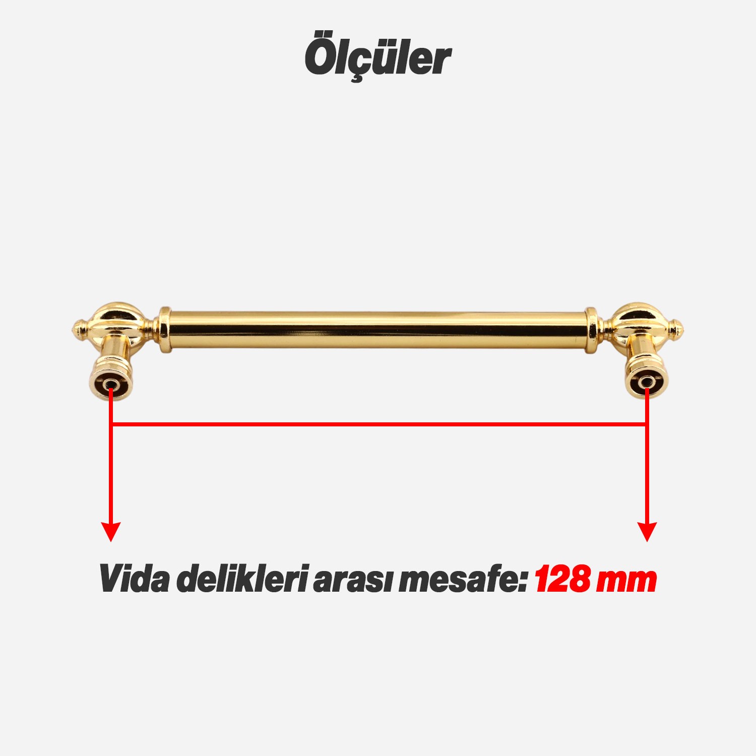 Defne Metal Gold Altın Kulp 128 mm Mobilya Çekmece Mutfak Dolabı Dolap Kapak Kulpları Kulb Kulpu