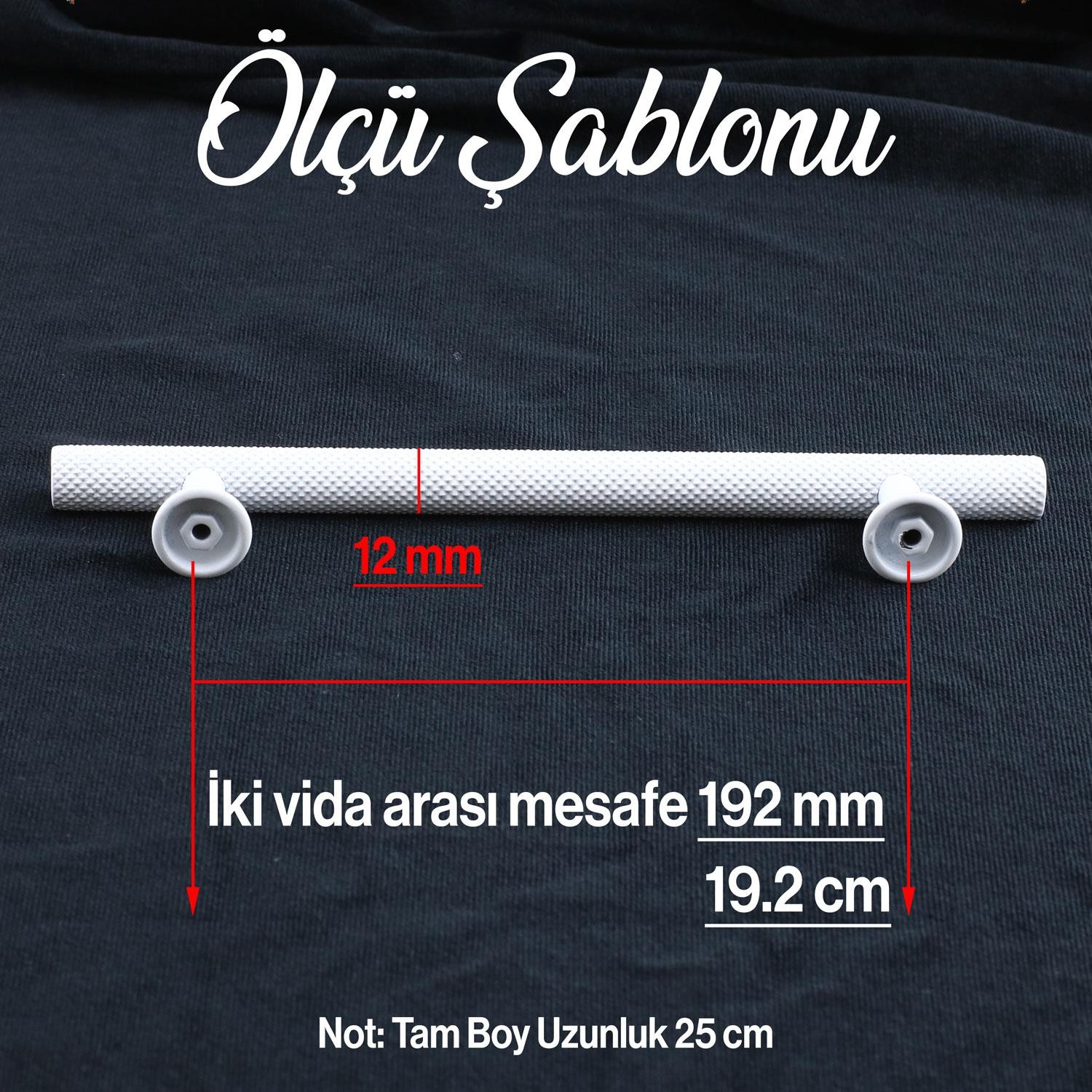 Doruk Beyaz Metal Kulp 192 mm - 19.2 cm Mobilya Çekmece Mutfak Dolabı Dolap Kulpları Kulbu Kulpu