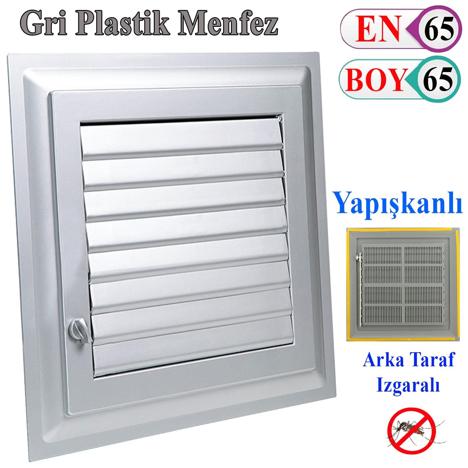 Menfez Banyo Wc Tuvalet Havalandırma Plastik Panjur Gri 65x65 CM