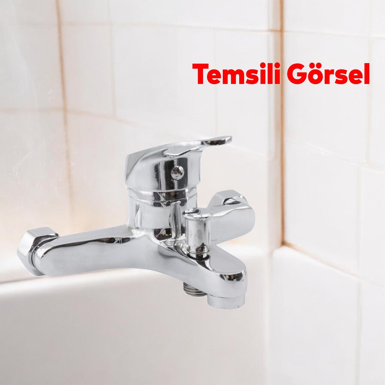 Duvar Tipli Lavabo Banyo Mutfak Batarya Duş Bulaşık Musluğu Bataryası Sıcak Soğuk Çift Su Girişli