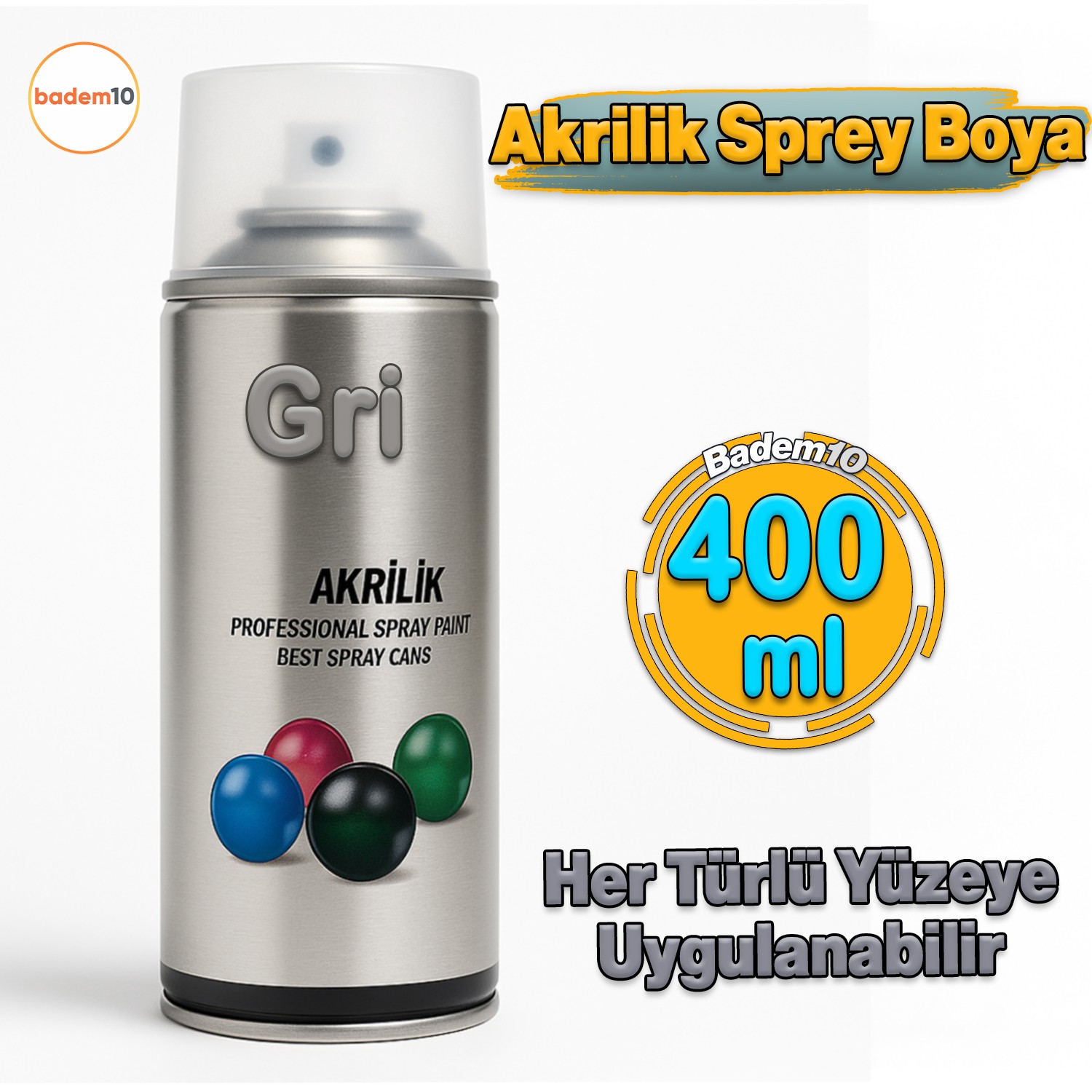 Gri Akrilik Sprey Boya 400 ml – RAL7016 Antrasit Metal Ahşap Plastik Yüzeylere Uygun Hobi Dekoratif