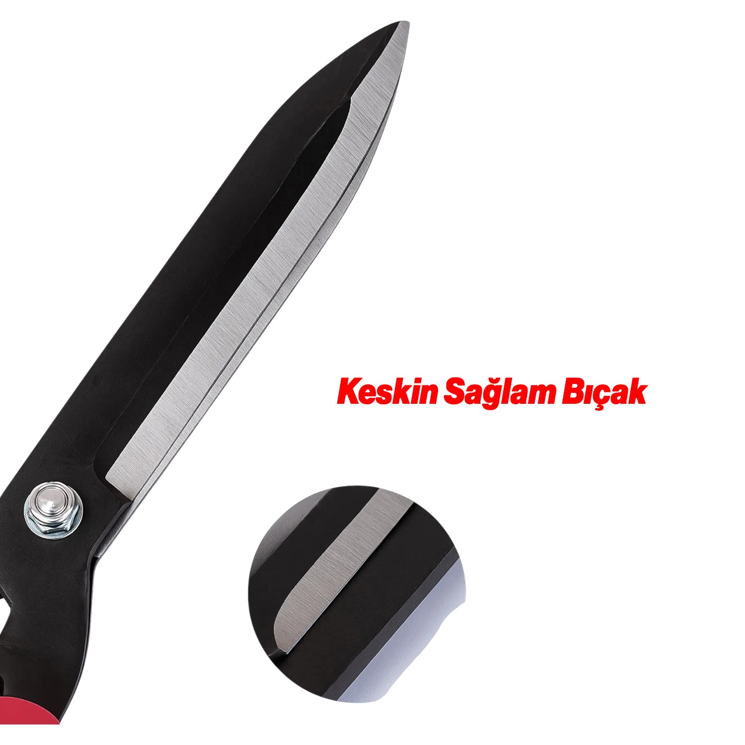 Plastik Saplı Eğri Çim Budama Makası Çalı Çimen Biçme Kesme Makas 50 cm Keskin Metal Bıçkı 1 Adet