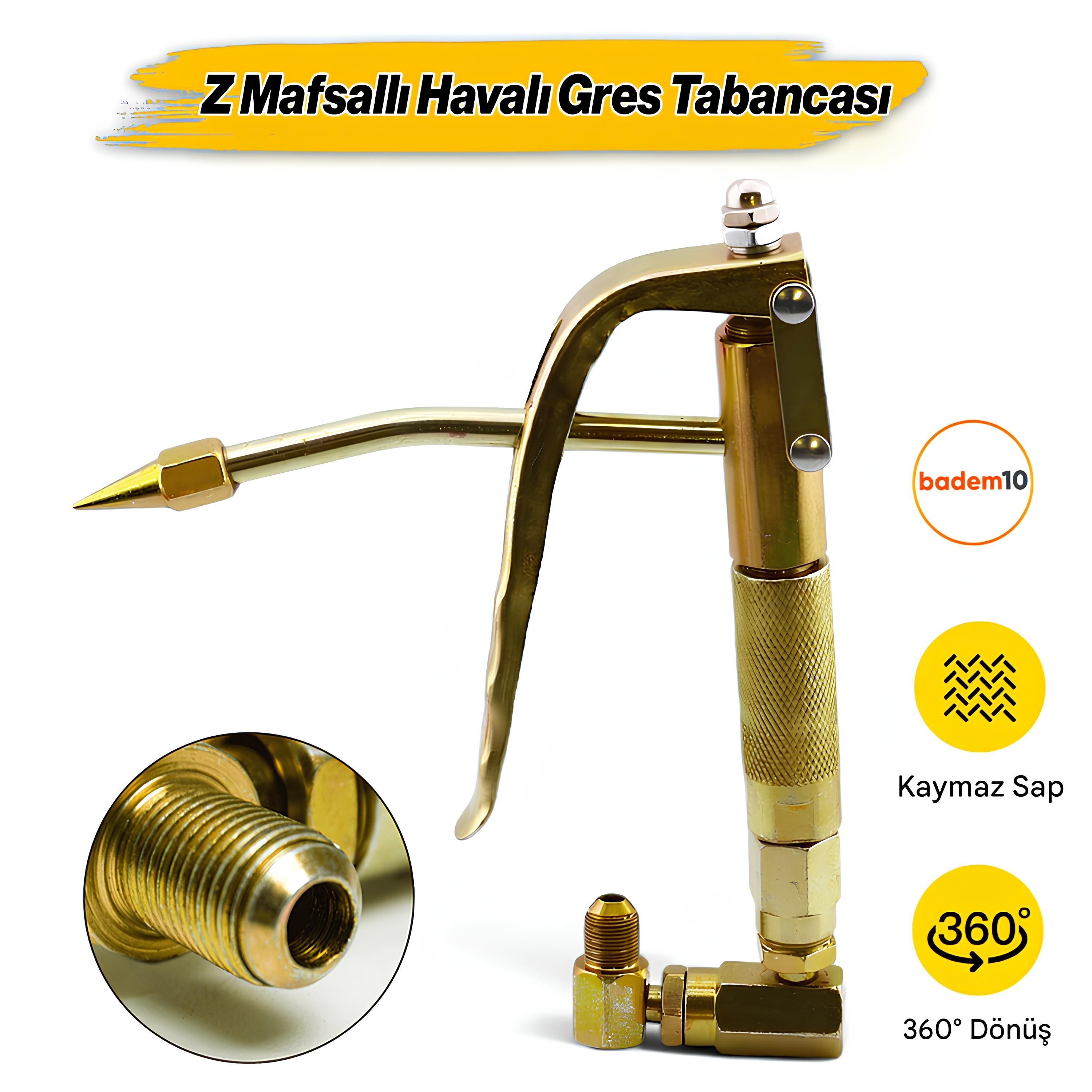 Z Mafsallı Havalı Çelik Yedek Pnömatik Yağlama Makinesi Gres Gresleme Tabancası Pompası Aleti 