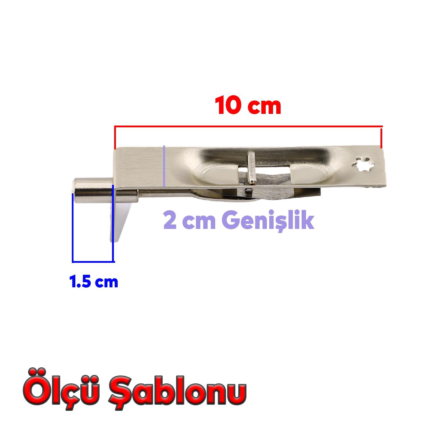 Gömmeli İtmeli Paslanmaz Sürgü Kilidi Kapı Pencere Sürgüsü 10 cm Saten Kilit