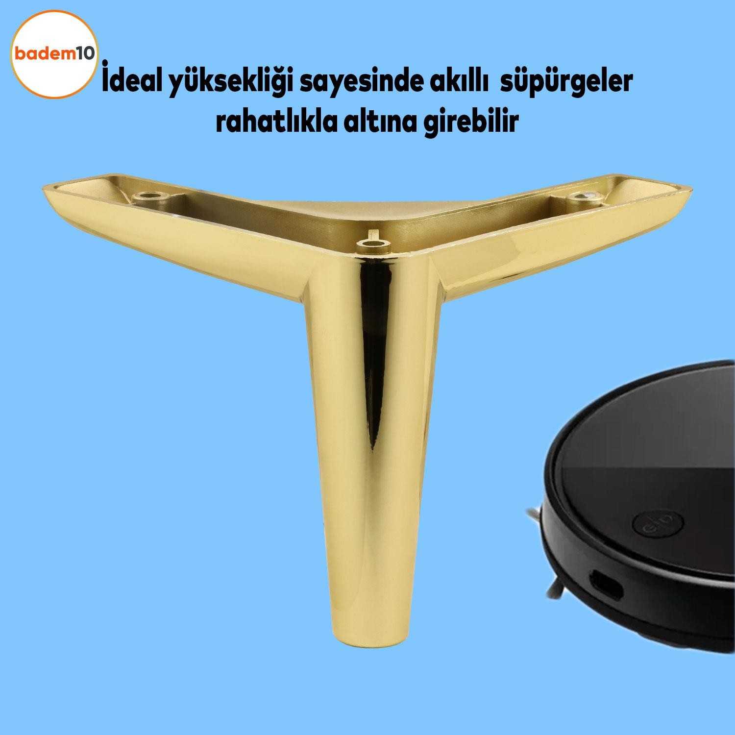 Piko Lüks Mobilya Kanepe Sehpa Tv Ünitesi Koltuk Ayağı 12 Cm Gold Altın Baza Ayakları