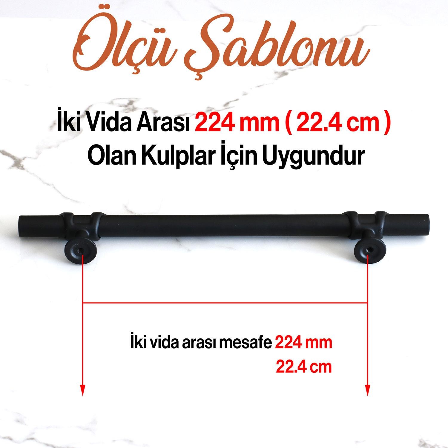 Maça Siyah Metal Kulp 224 mm-22.4 cm Mobilya Mutfak Çekmece Dolabı Dolap Kulpları Kulbu Kulpu