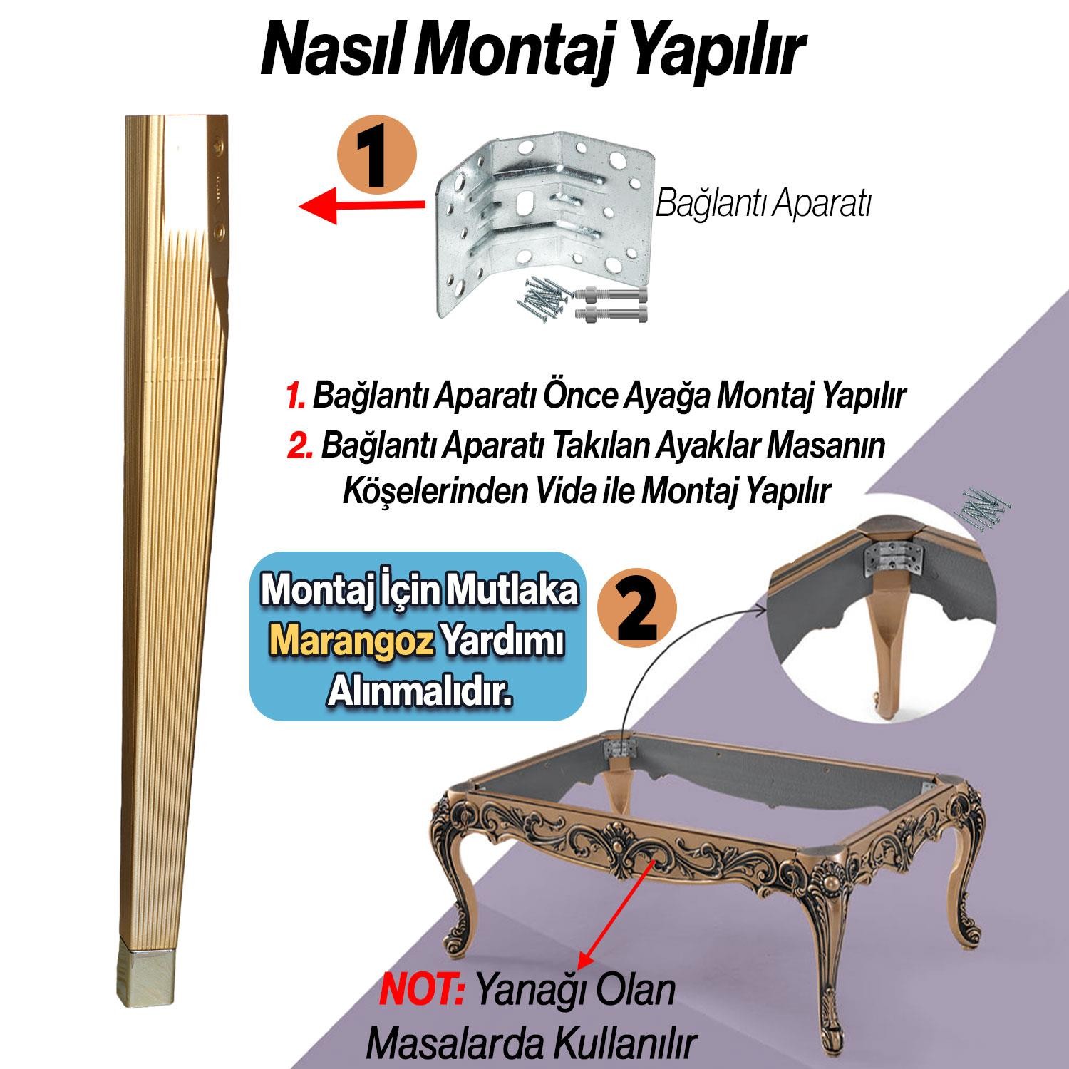 Elit Masa Dresuar Ayağı 75 cm Plastik Gold Altın Ayak Mutfak Yemek Masası Mobilya Ayakları