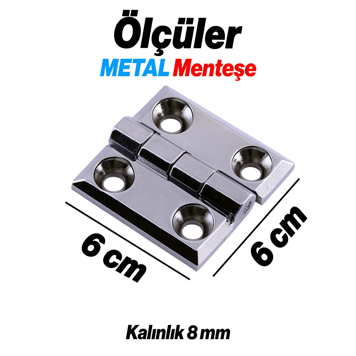 Metal 2 ADET 60x60 mm Gümüş Yaprak Menteşe Kapi Pencere Dolap Mobilya Kapak Menteşe Bağlantı