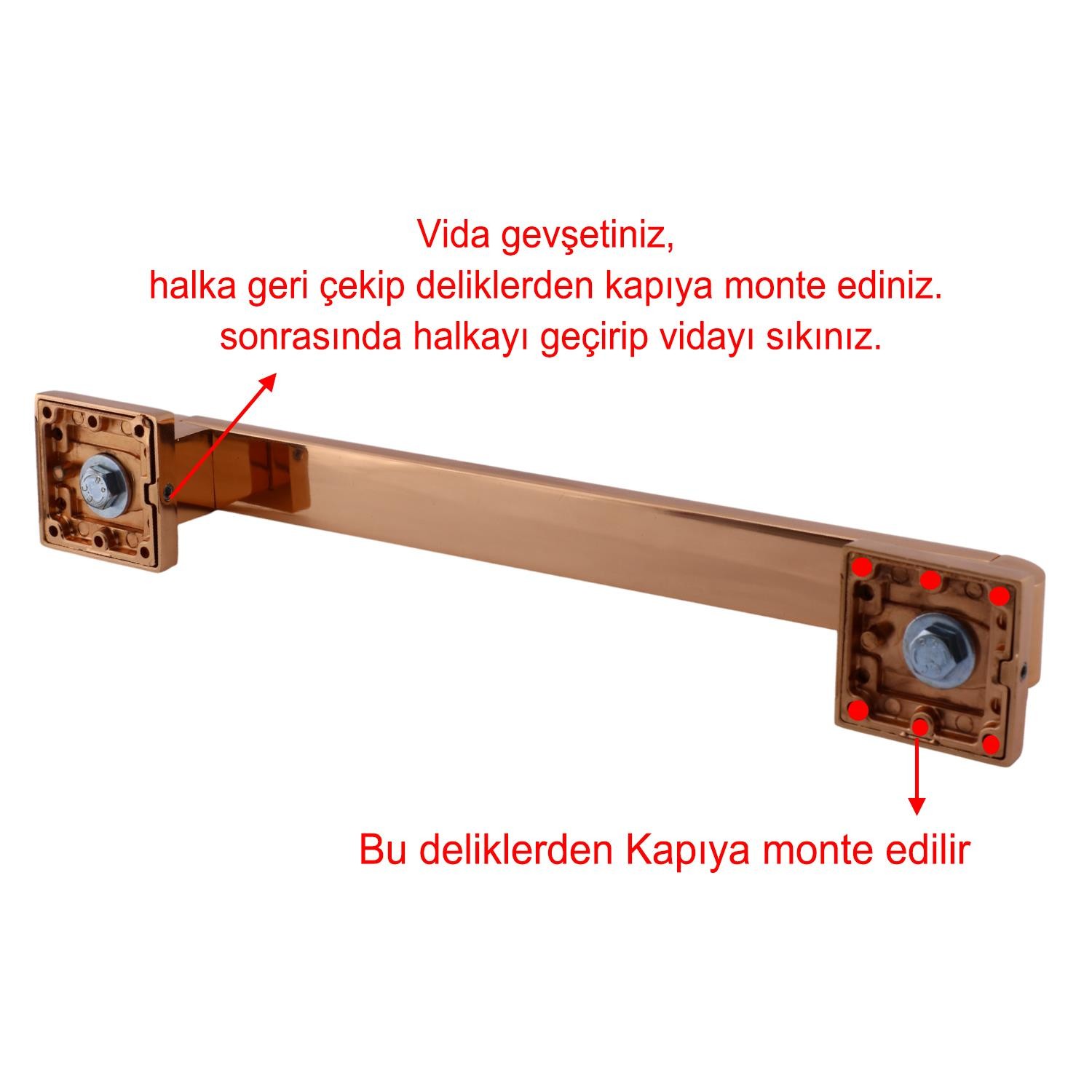 Sürgülü Kapı Çekme Kolu Tutma Kulpu Kulbu Çelik Dış Kapı Tutamağı Kol Bakır 30 Cm