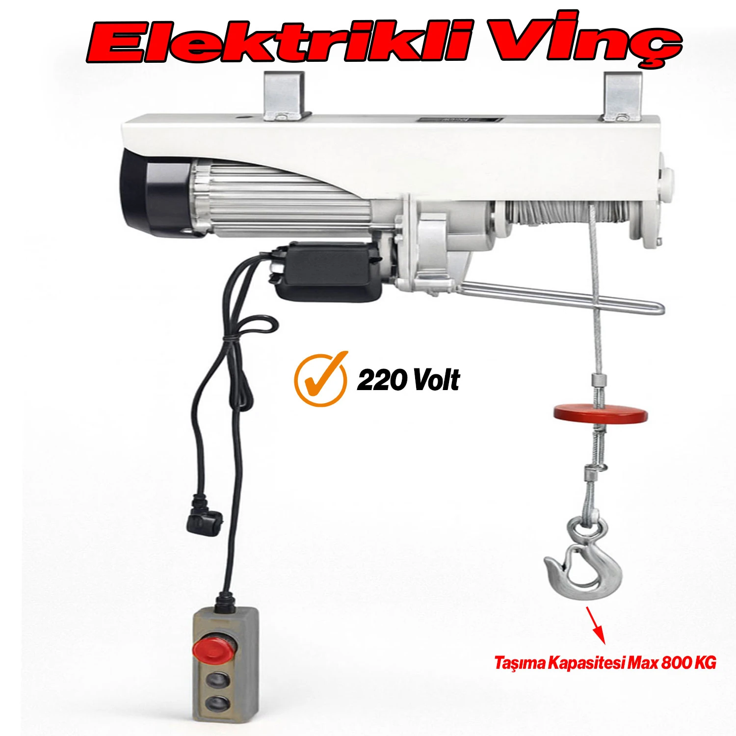 Elektrikli Vinç 400/800 KG Caraskal Uzaktan Kumandalı 30 m Halatlı