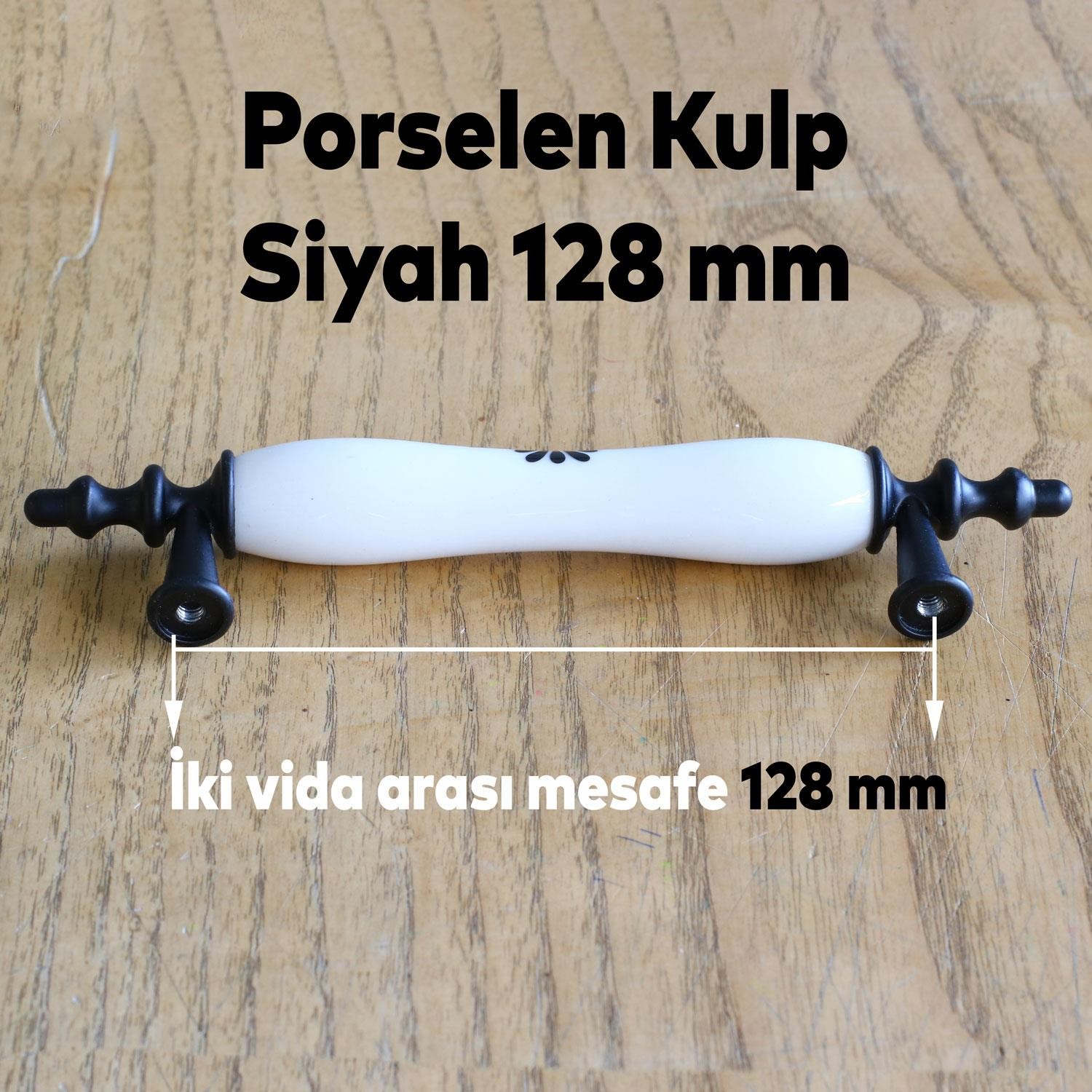 Gül Gerçek Porselen Siyah Beyaz 96 Mm Kulpları Mobilya Mutfak Dolabı Çekmece Dolap Kulpu Kulbu