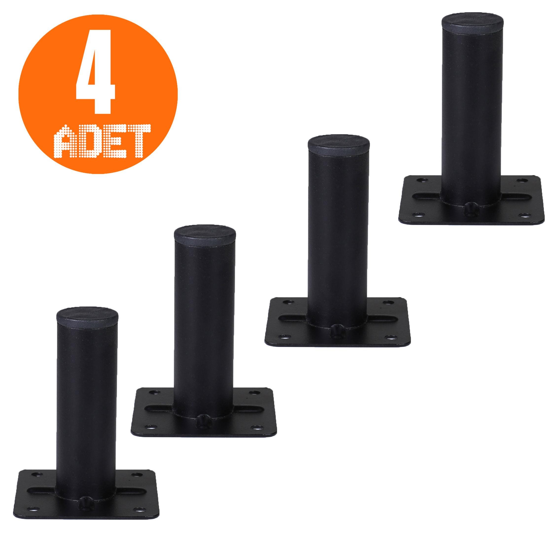 Nobel Mobilya Masa Sehpa Ayağı Metal Ayak 8 Cm Mat Siyah (4 Adet)