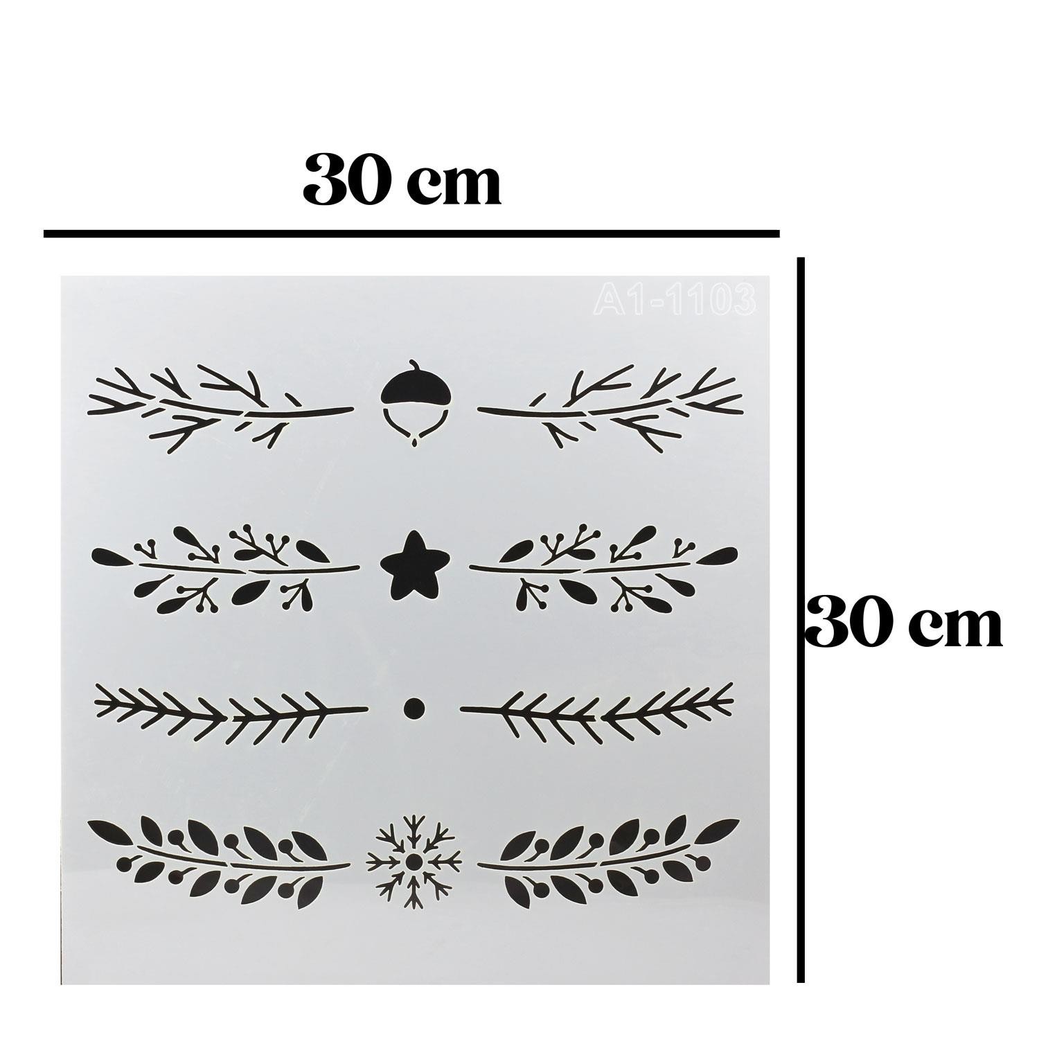 Stencil Duvar Boyama Şablon Tasarım Yaprak Desen Tekrar Kullanılabilir 30x30 cm