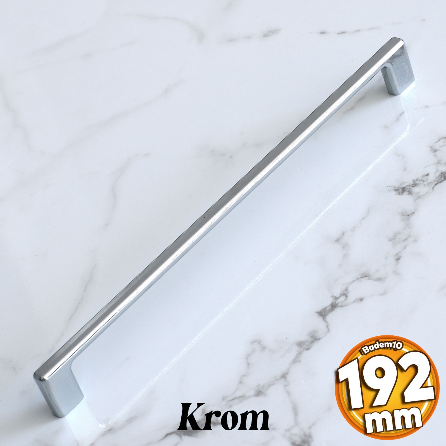 Merve Krom Metal Kulp 192 mm-19.2 cm Mobilya Çekmece Mutfak Dolabı Dolap Kapak Kulpları Kulbu Kulpu