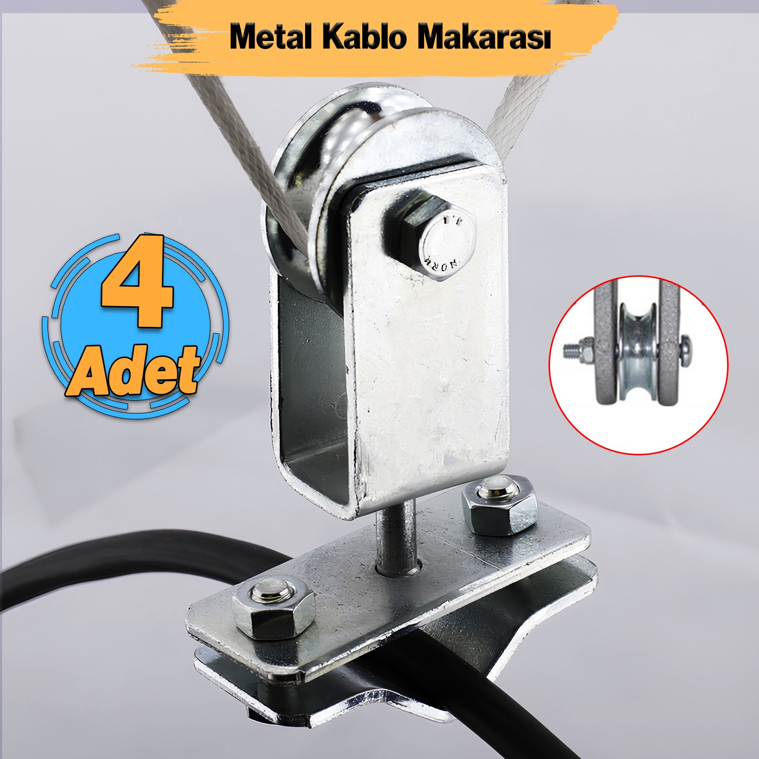 Metal Kablo Makarası Kablo Taşıyıcı Dolaşma Önleyici Seyyar Taşıma 360° Derece Dönerli 1 Adet