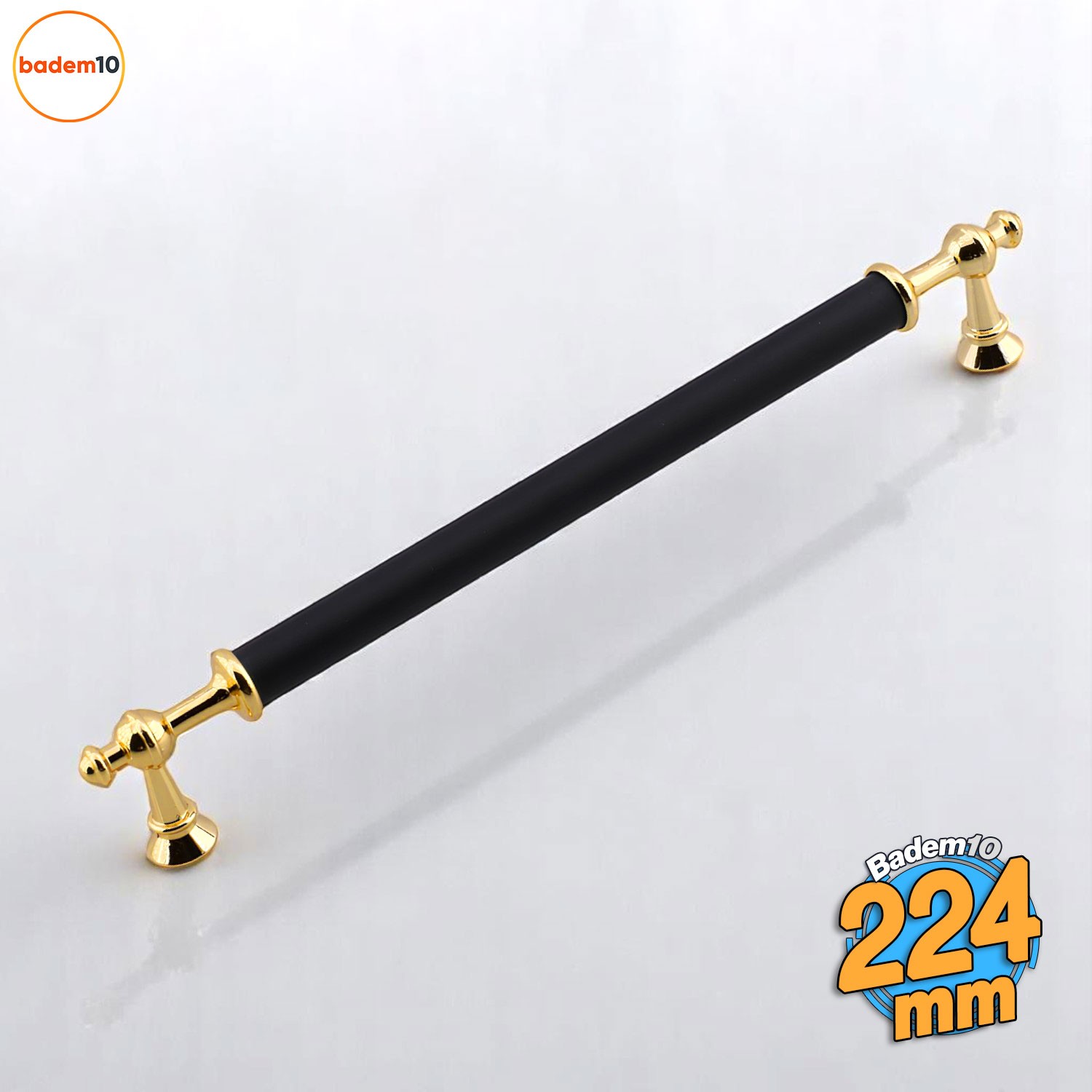 Melis (224 mm - 22.4 cm) Siyah Gold Metal Mobilya Mutfak Çekmece Dolap Dolabı Kulbu Kulpu Kulpları