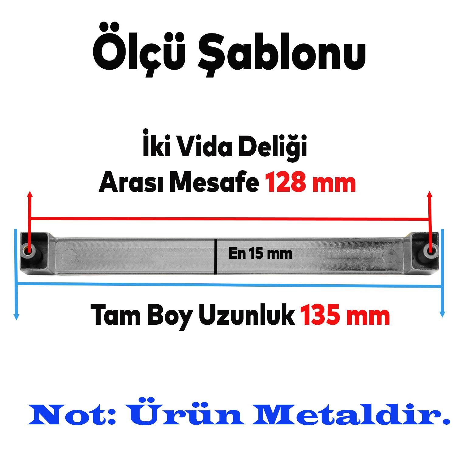 Bihter Düz Mobilya Mutfak Dolabı Çekmece Dolap Kulpu Kulbu Krom (128 MM-12.8 CM) Metal Kulpları