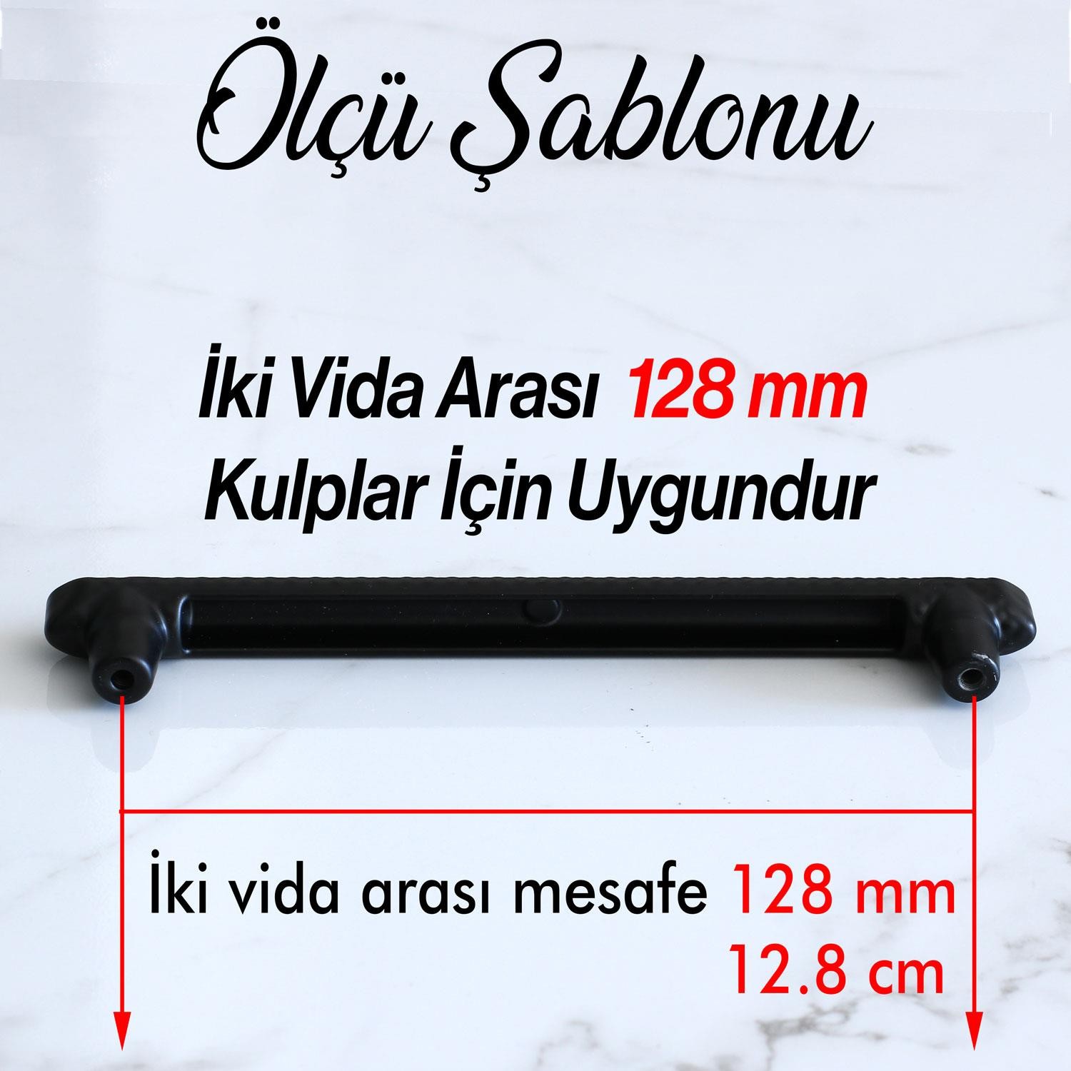 Dekor Siyah Metal Kulp 128 mm 12.8 cm Mobilya Çekmece Mutfak Dolabı Dolap Kulpları Kapak Kulpu Kulbu