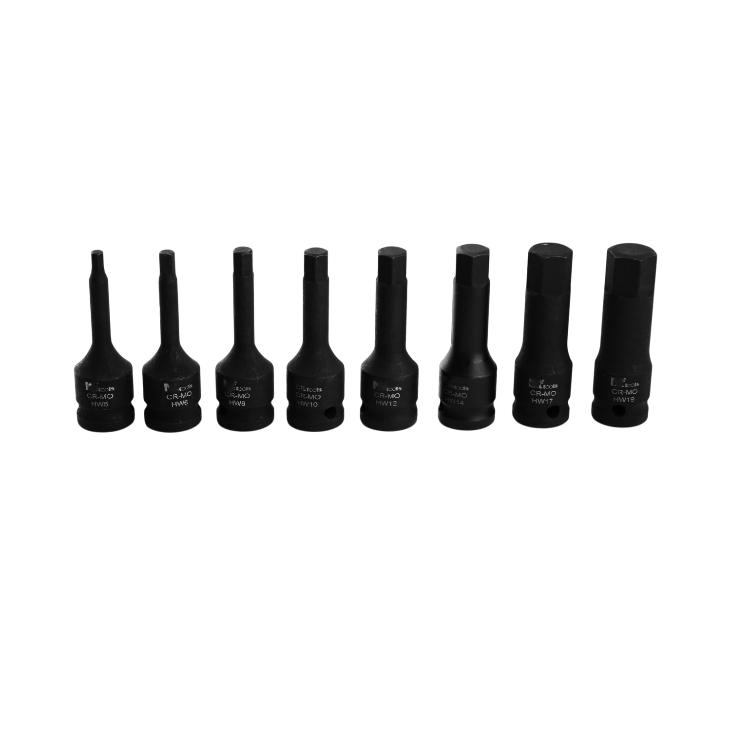 Allen Bits Lokma Seti 8 Parça 1/2" CR-MO ÇEliği H5 H6 H8 H10 H12 H14 H17 H19 Uzunluk: 78 mm Altıgen