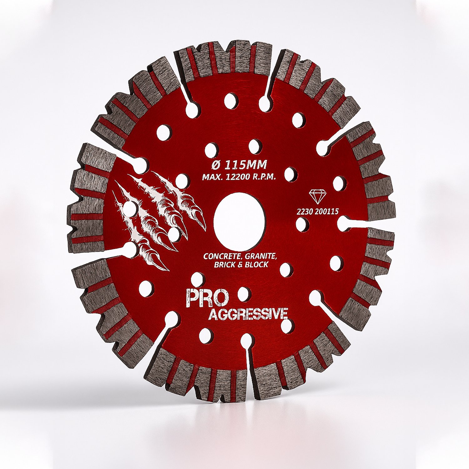 115x22.23 mm Turbo Segment Elmas Kesme Diski Avuç Taşlama Seramik Beton Granit Tuğla Blok İçin Uygun