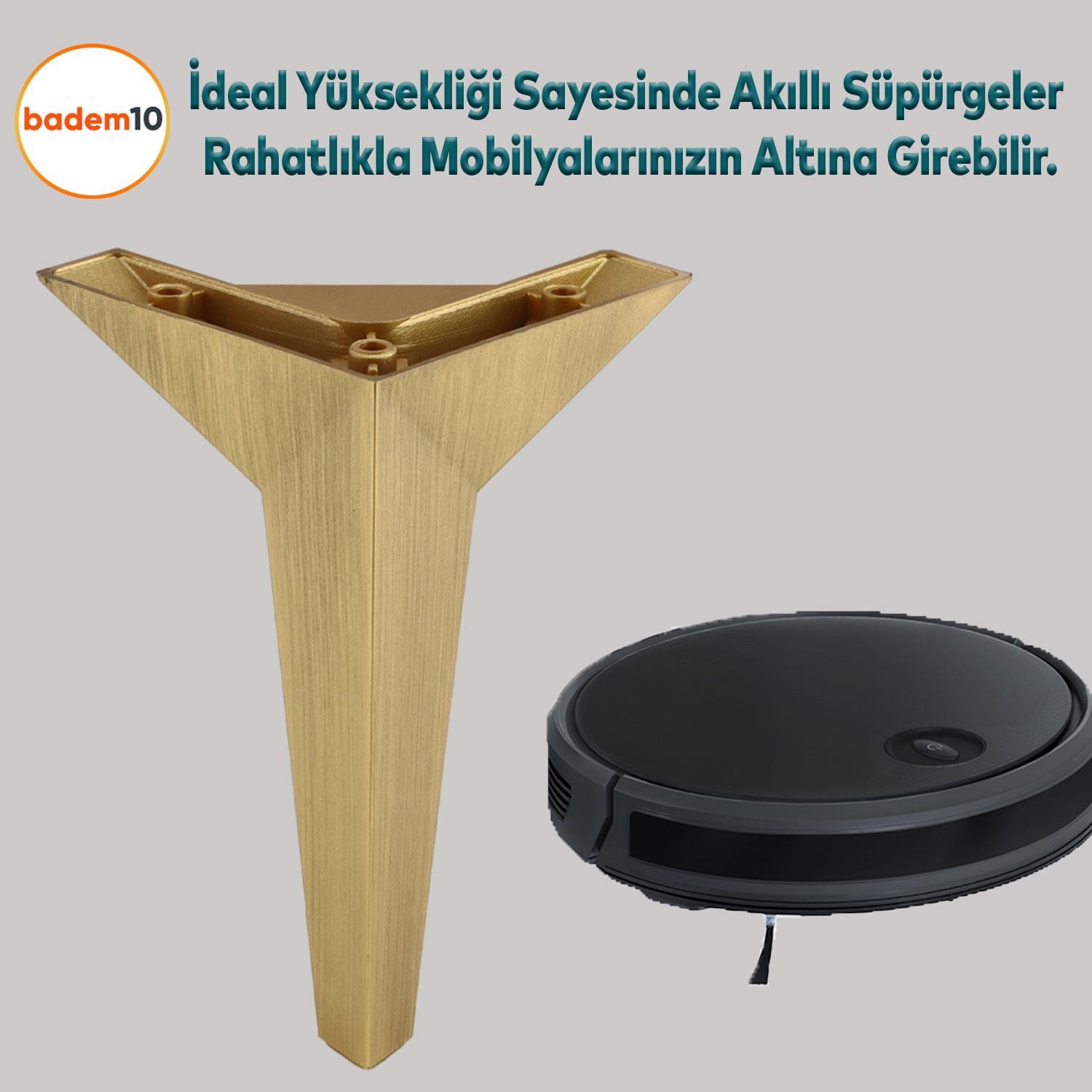 Moderno Mobilya Kanepe Sehpa TV Ünitesi Baza Koltuk Ayağı Çekyat Renk Sarı Altın Eskitme 12 cm Ayak