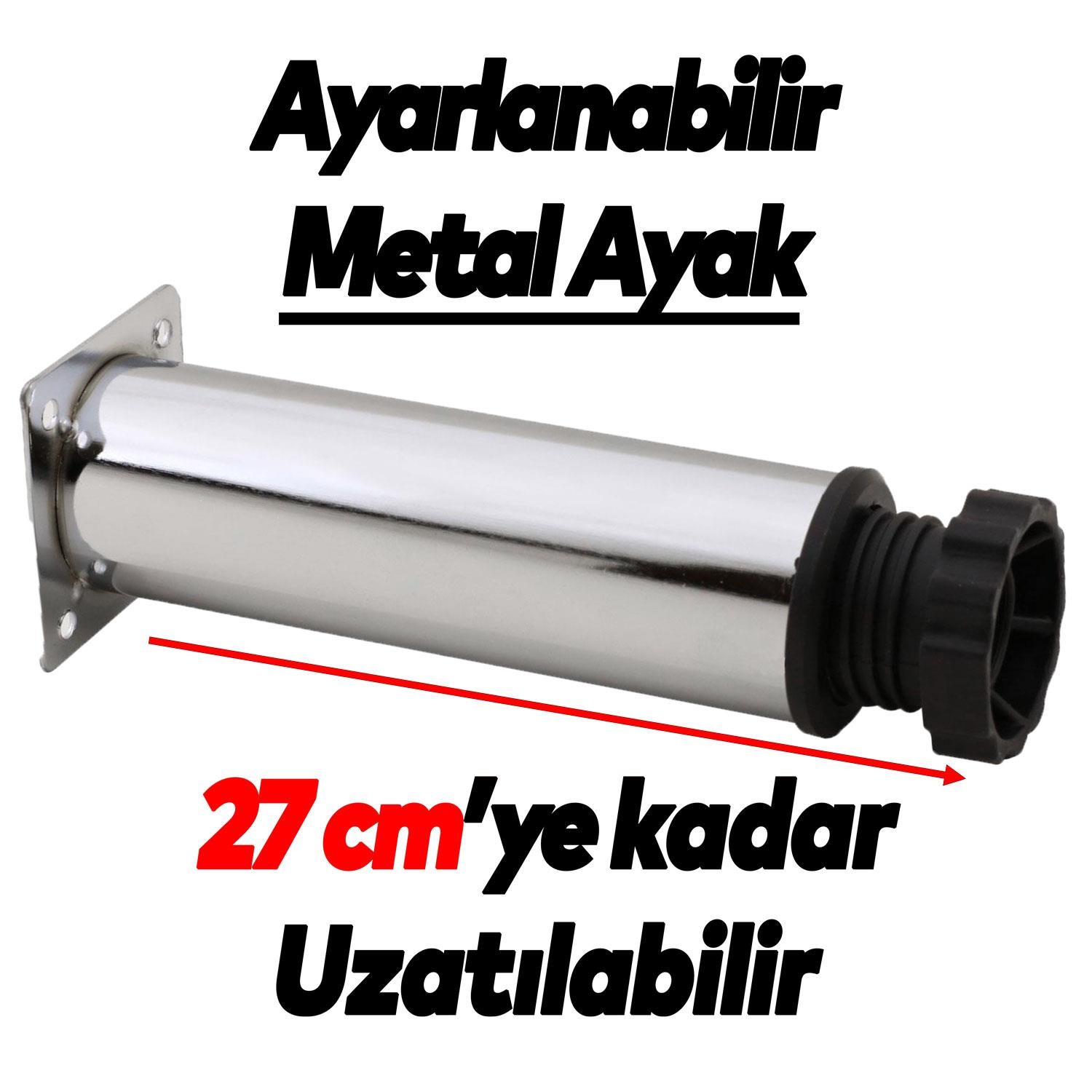 Ayarlanabilir Mobilya Kanepe Baza Koltuk Metal Destek Yükseltici Ayağı 25 cm Krom Ayakları (8 ADET)