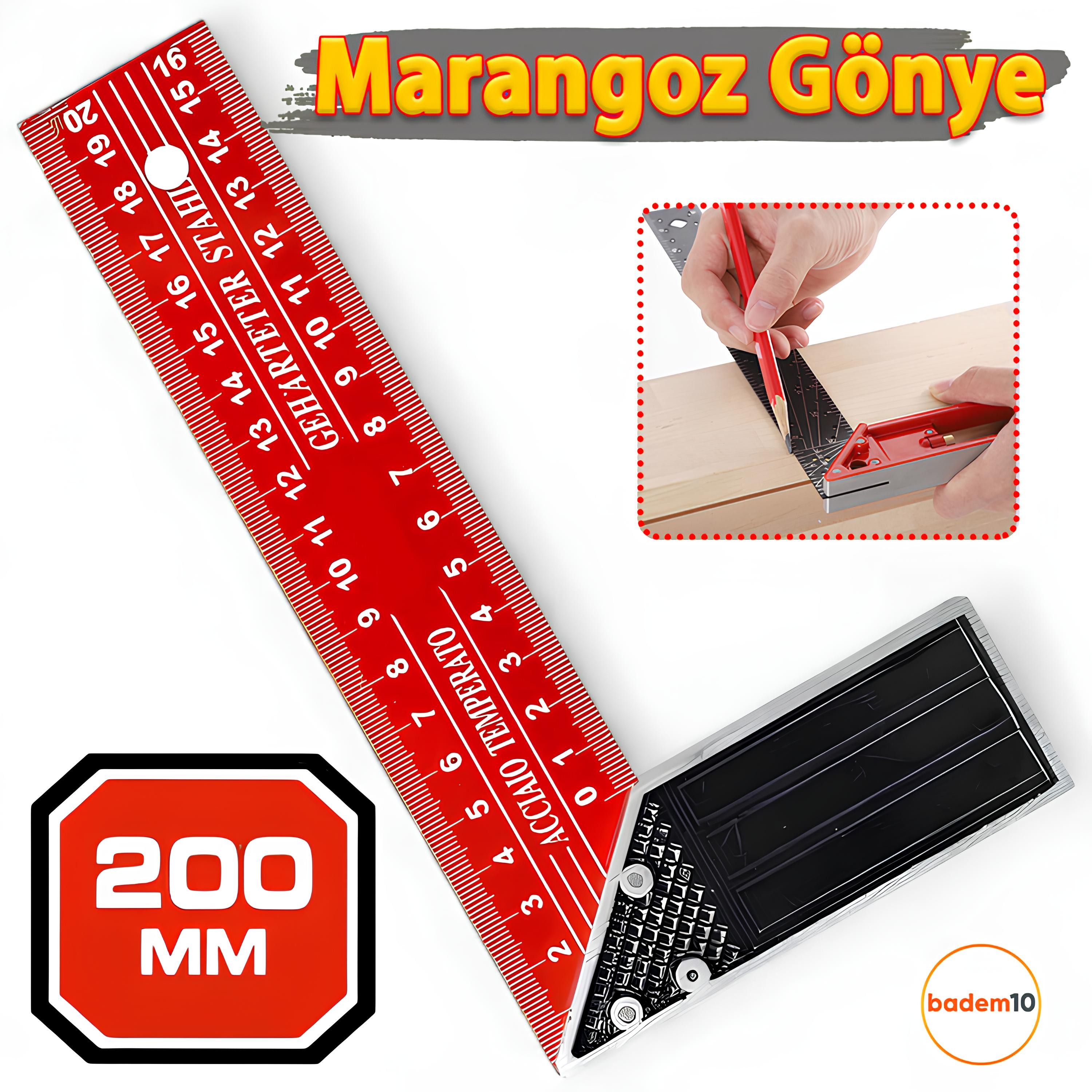 200 mm 20 cm Alüminyum Marangoz Gönye Metal Gövde Açılı Ölçüm Cetveli Ahşap İnşaat Hassas Gönye