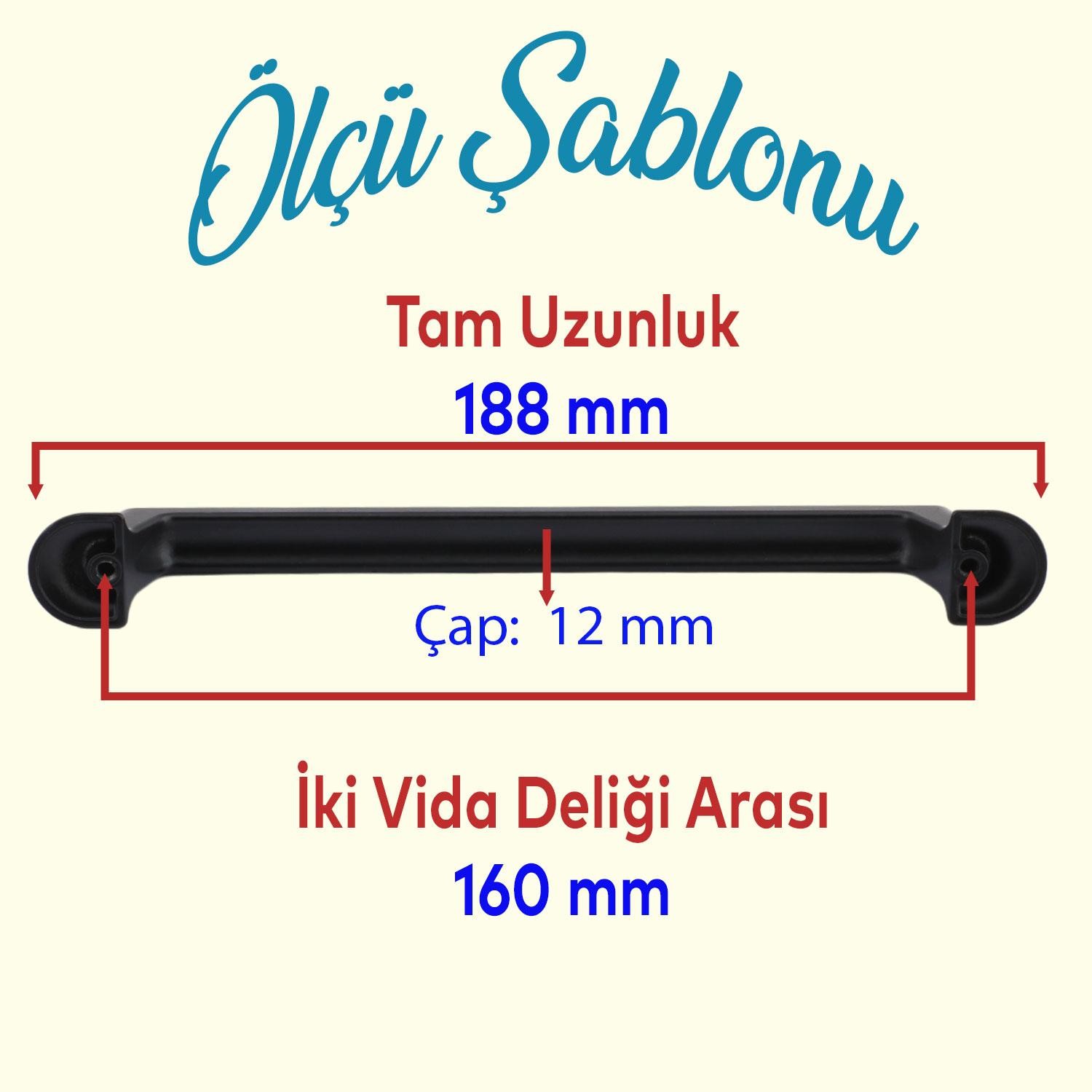 Simay Mobilya Mutfak Dolabı Çekmece Dolap Kapak Kulpu Düz Metal Kulpları Kulbu Kulpu 160 Mm Siyah