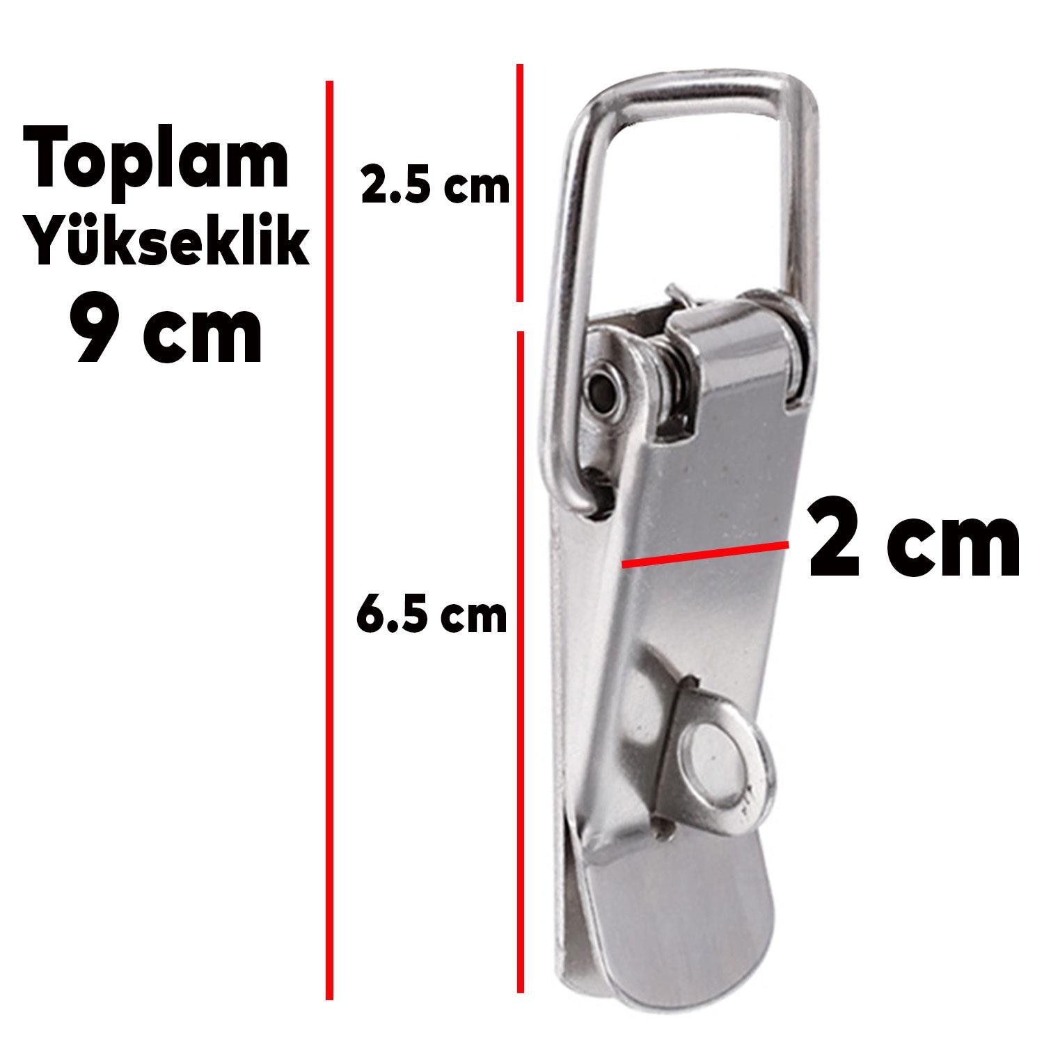 Gergi Mandalı Çelik Sandık Kaput Kilidi Klipsi Asmalı 9 cm Parlak Krom 2 ADET