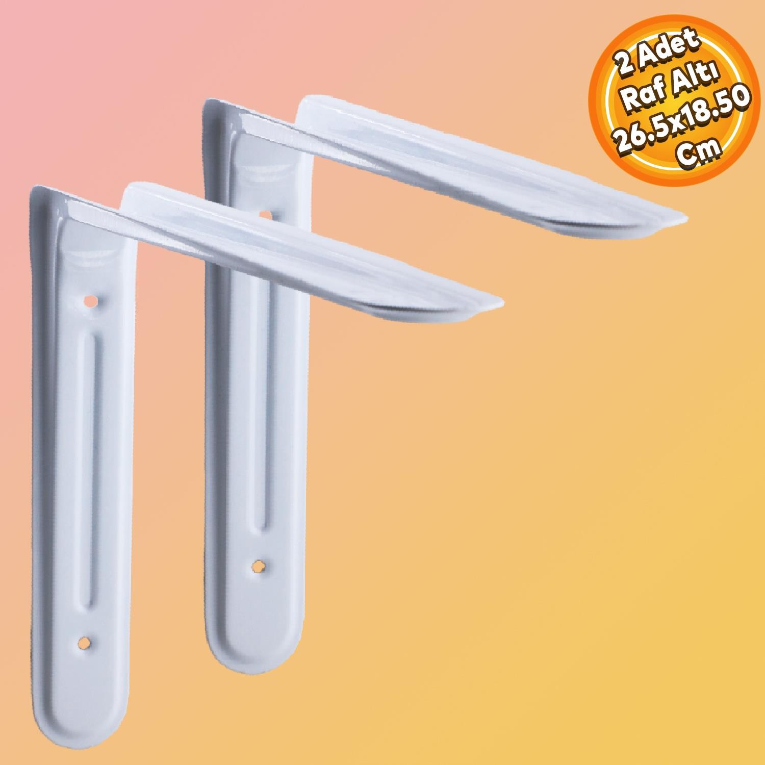 Raf Altı Raf Tutucu Ayak Ferforje Beyaz Klas  26.5 x 18.5 cm  2 ADET (No:3)