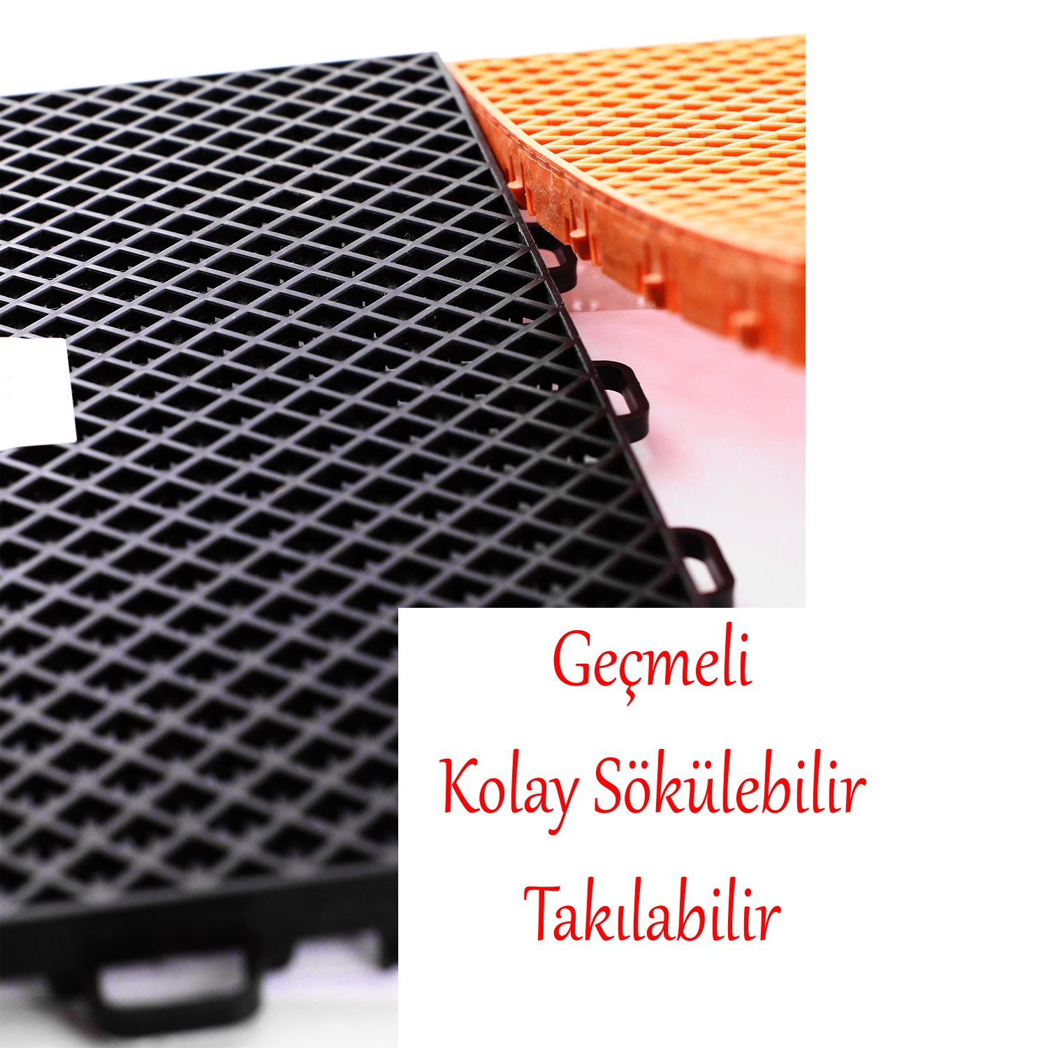 Plastik Karo Banyo Wc Lavabo Tuvalet Zemin Izgarası 30x30 cm Turuncu Renk 6 Adet Kaydırmaz Izgara