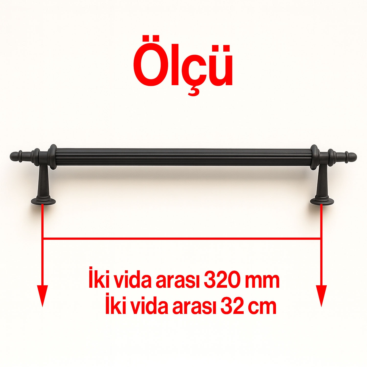 Ovacık Çizgili Mat Siyah 320 mm Metal Çekmece Dolap Kulpu Modern Tasarım Şık Mobilya Aksesuarı